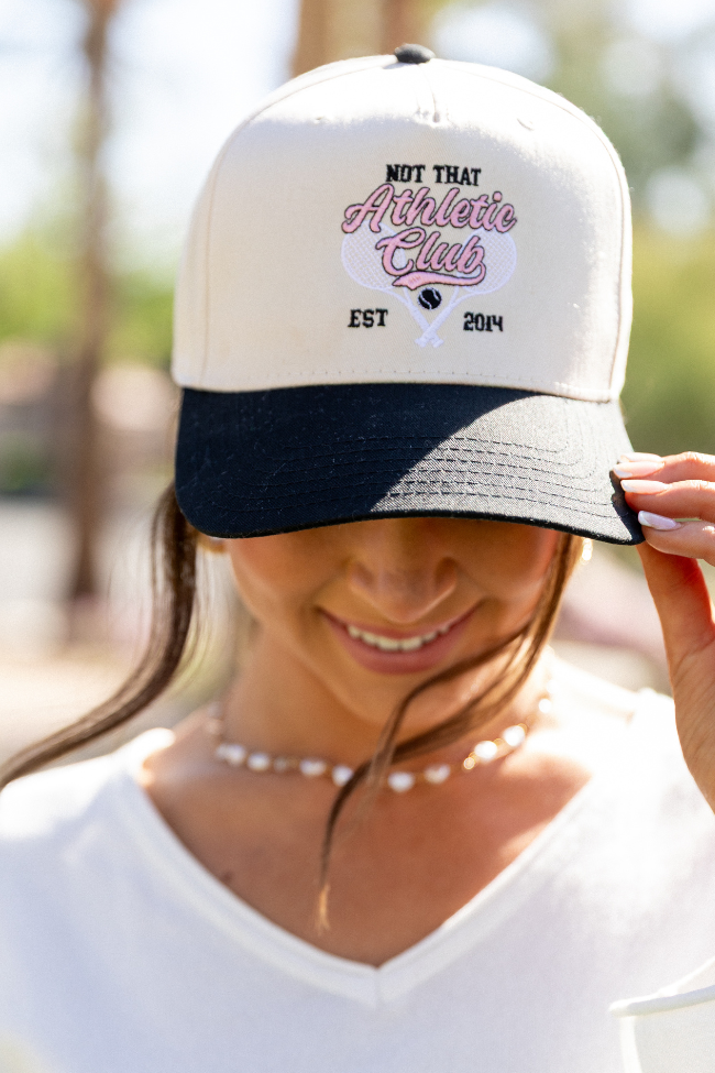 Not That Athletic Club Black & Natural Baseball Cap - Adjustable Unisex Dad Hat for Men & Women - Perfect for Outdoor Sports, Casual Wear & Sun Protection