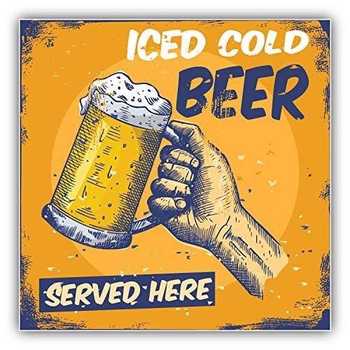 5'' x 5'' Iced Cold Beer Vinyl Decal Sticker - Wall, Window & Smooth Surface Art Decor - Perfect for Man Cave, Bar, Garage & Home Brewery Decorations
