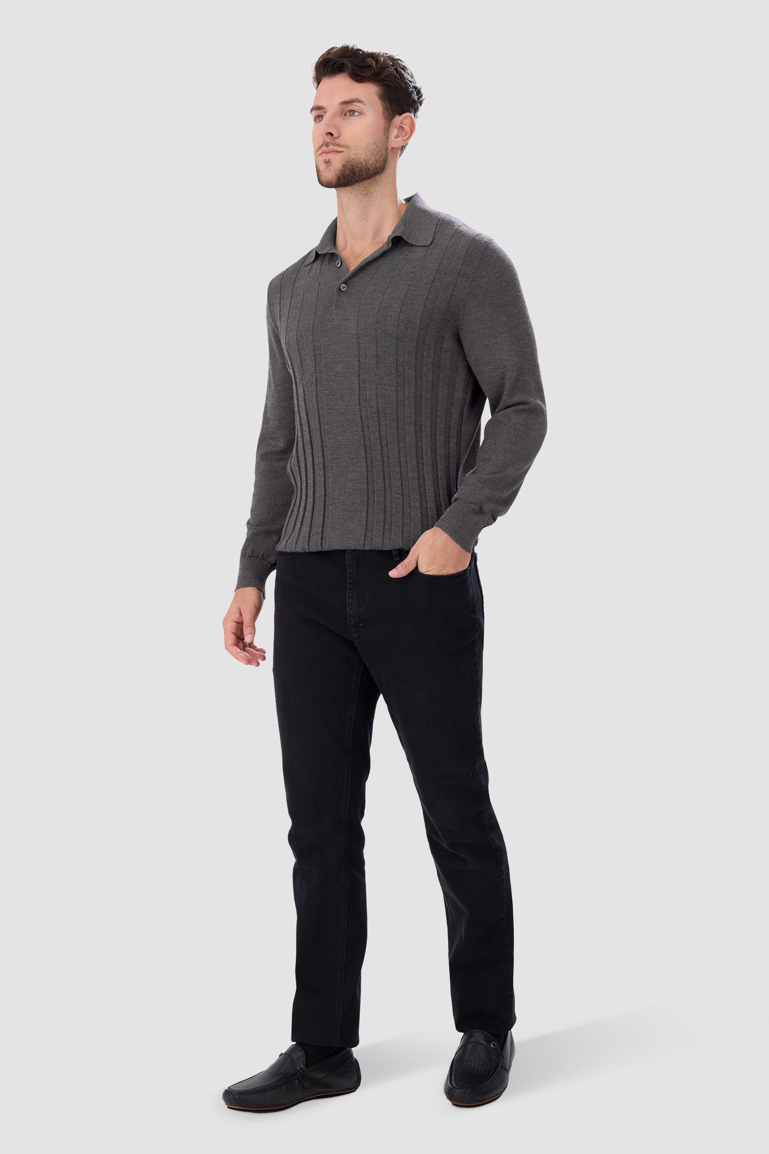 Zilli Dark Grey Buttoned Sweater for Men - Premium Knit Pullover with Buttons - Perfect for Office, Casual Wear & Winter Outfits