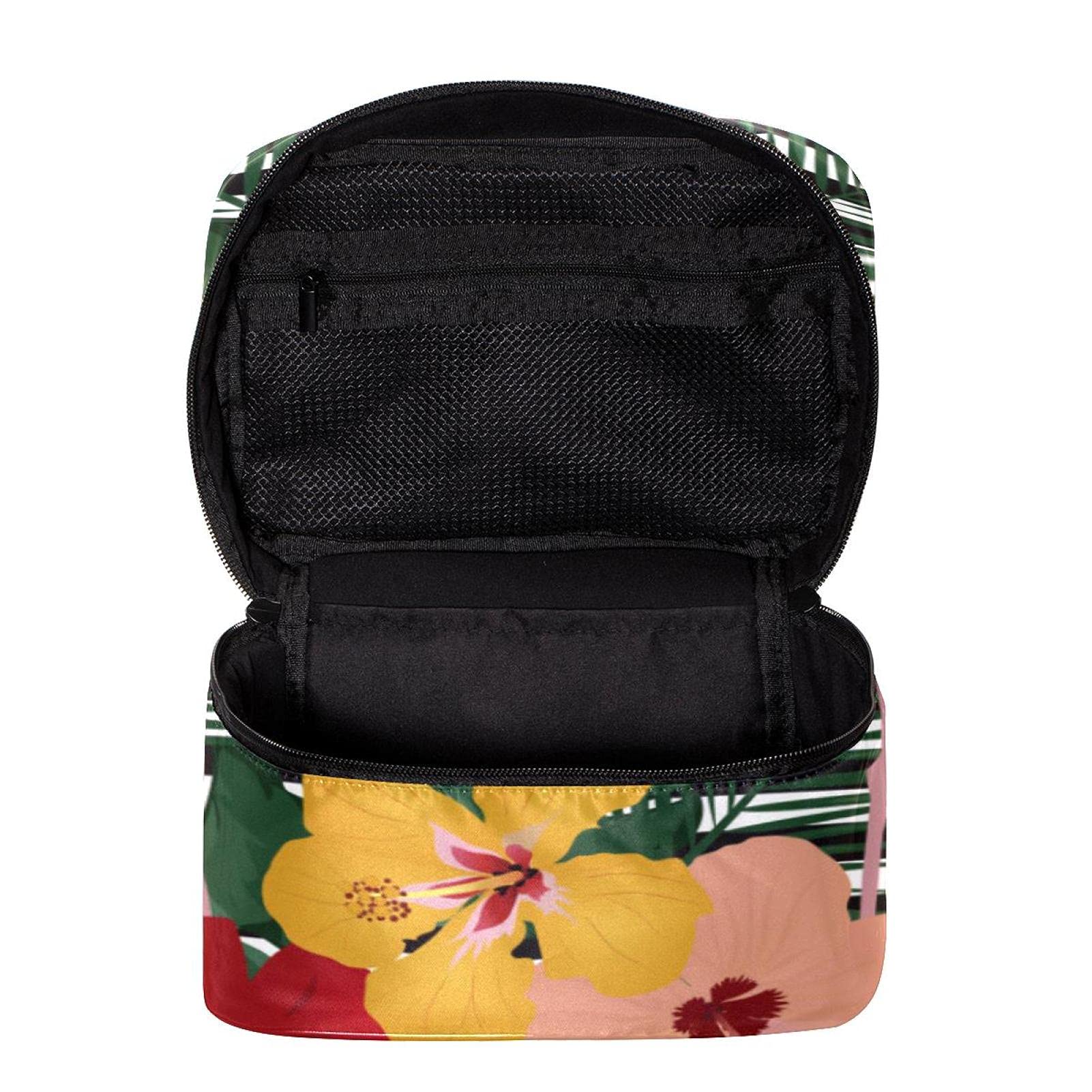Pink Flamingo & Stripes Large Travel Makeup Bag - Waterproof Cosmetic Organizer with Zipper for Women & Girls | Perfect for Vacations, Beach Trips & Gym Essentials