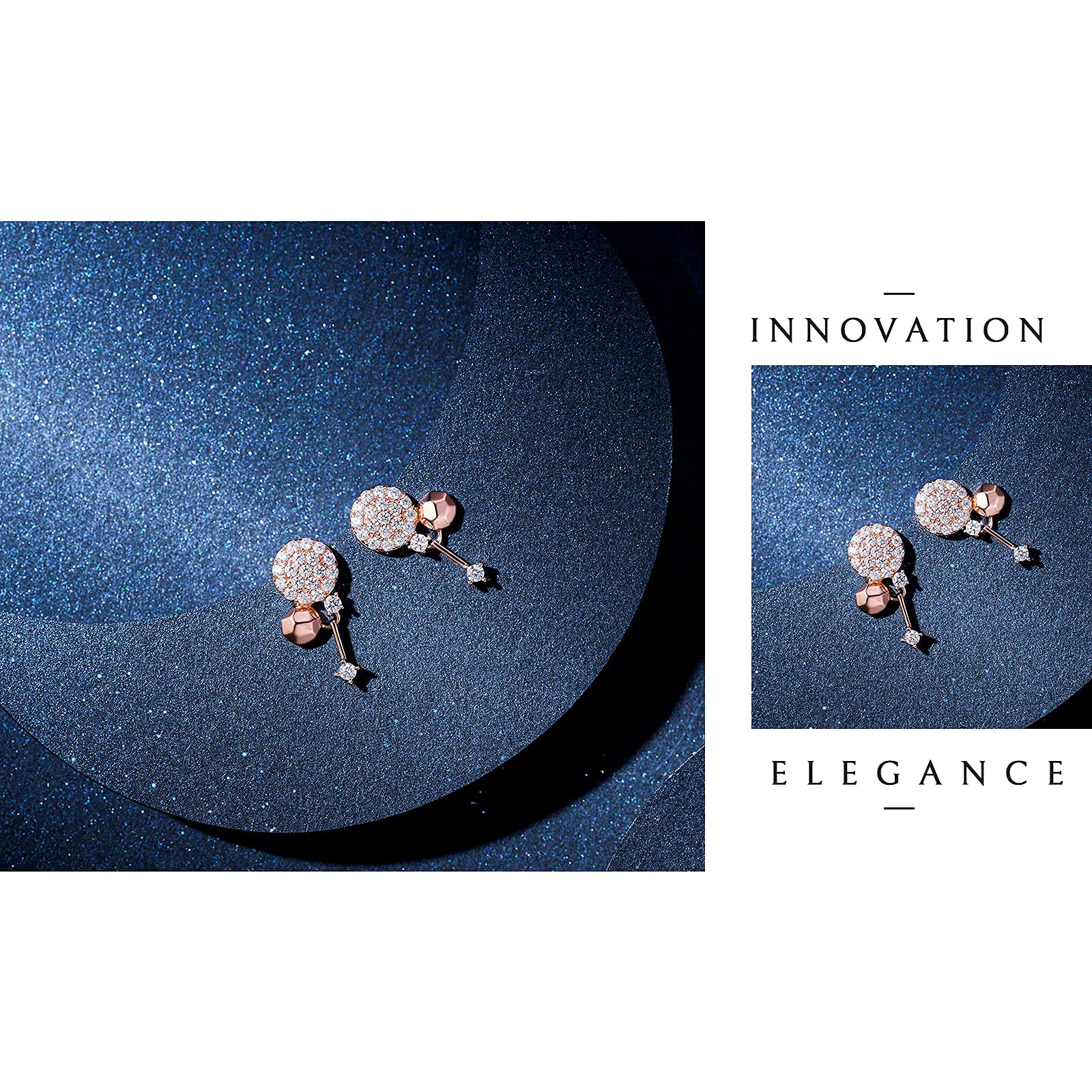 18K Gold Plated 925 Sterling Silver Round Cubic Zirconia Vintage Dangle Drop Bar Earrings for Women & Girls - Elegant Party, Wedding & Everyday Jewelry Gift