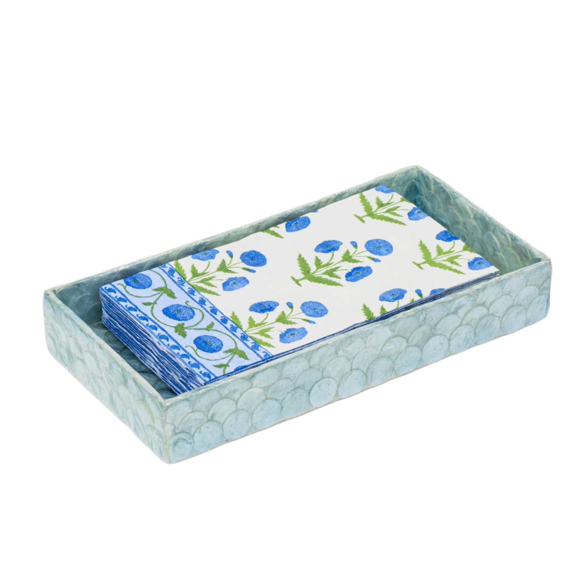 Handmade Capiz Shell Trays in Aqua Blue - Set of 2 for Coastal Decor, Beach Wedding Centerpieces & Boho Home Accessories