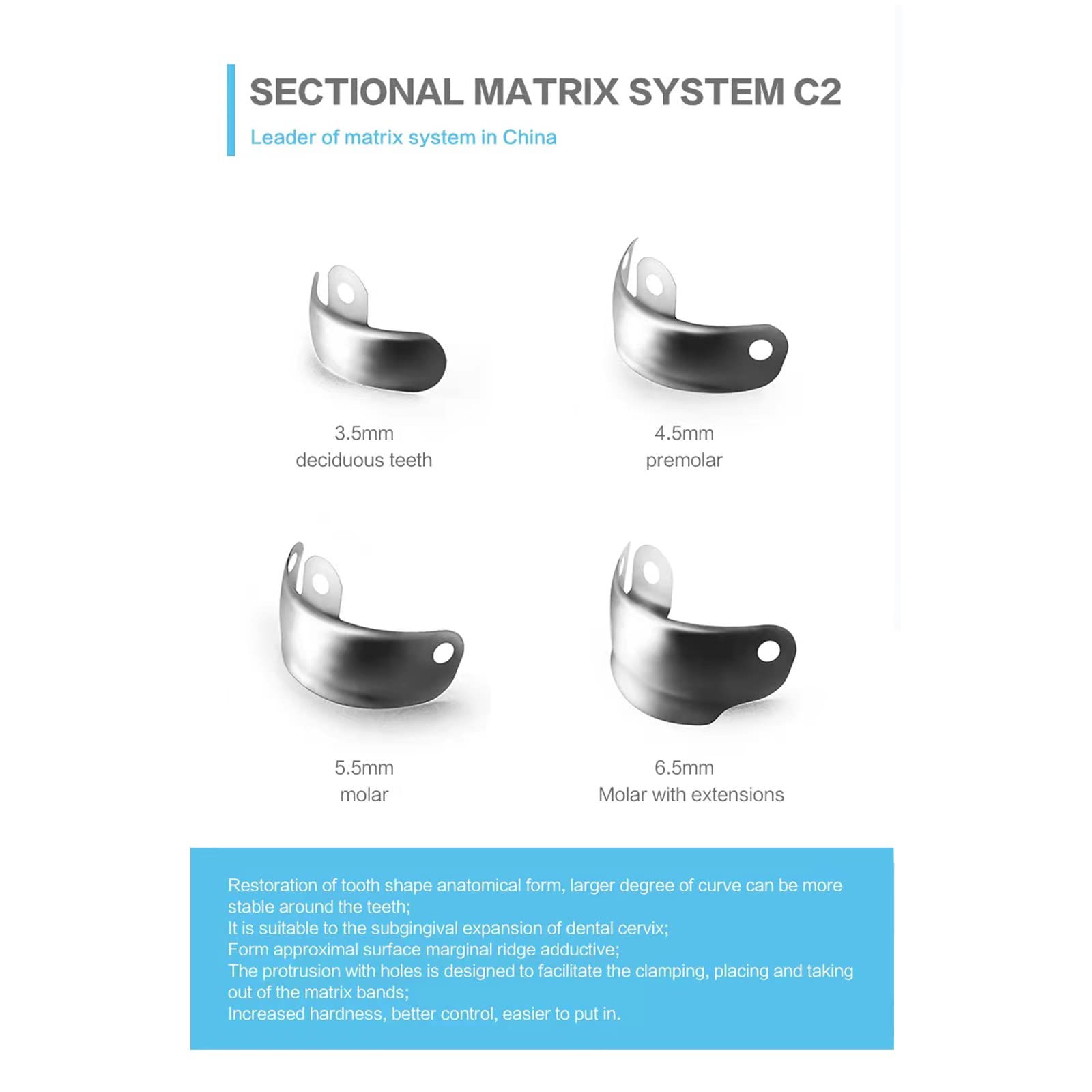 Autoclavable Dental Matrix System with NiTi Clamps for Resin Fillings
