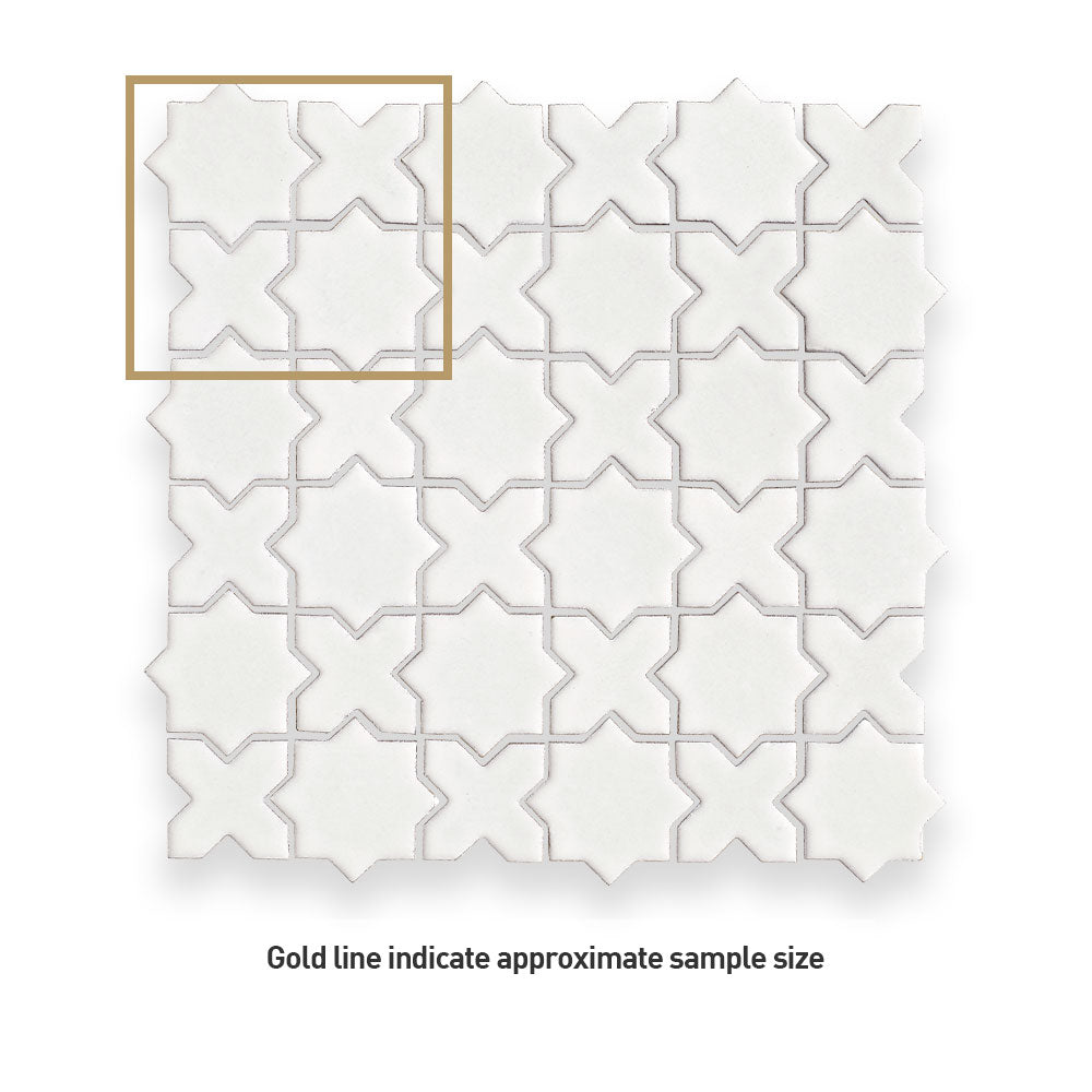 Handmade San Miguel White 50x50 Star & Cross Gloss Mosaic Tile - Perfect for Bathroom Backsplash, Kitchen Wall Decor, and Mediterranean Style Home Renovation