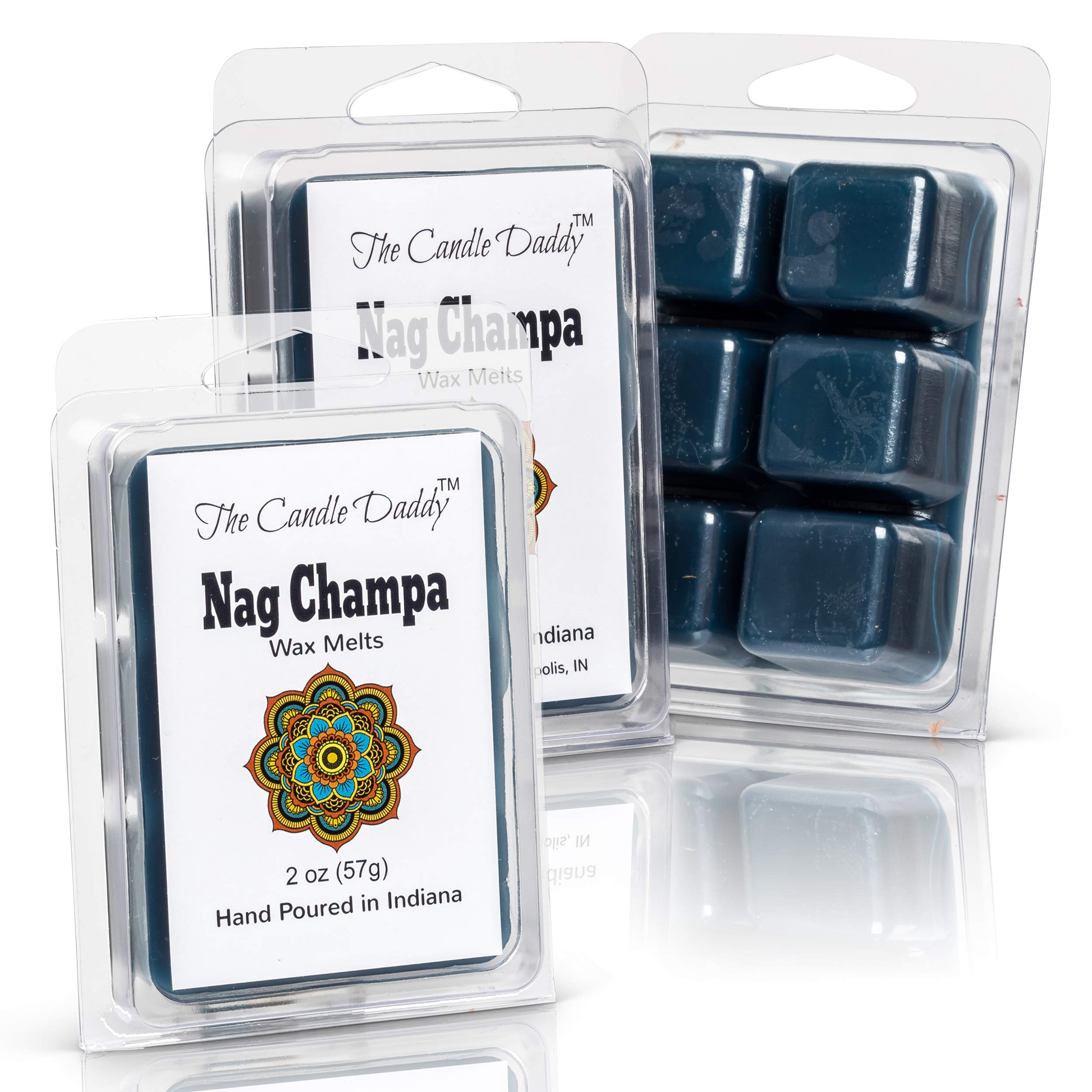 Nag Champa Scented Candles & Wax Melts Set - 2 x 6 oz Incense Candles + 3 x 2 oz Aromatherapy Wax Melts for Home, Meditation & Yoga Relaxation
