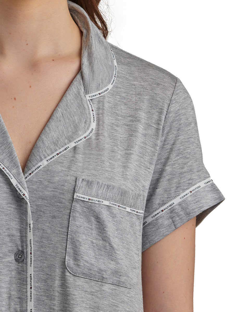 Tommy Hilfiger 2-Piece Notch Collar Pajama Set for Men - Soft Cotton Sleepwear (Grey, XX-Large) - Comfortable Lounge & Sleepwear for Relaxing at Home or Travel