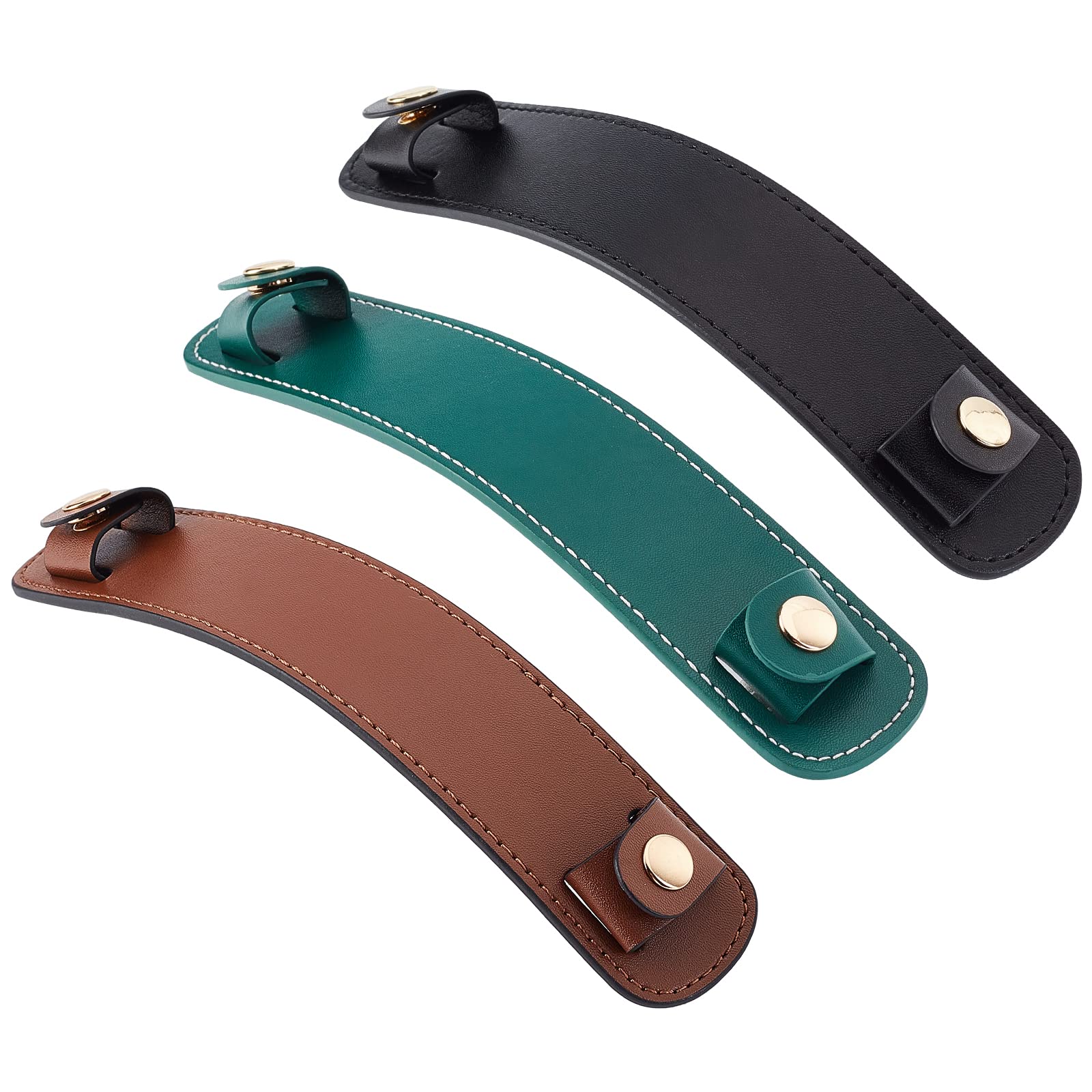 OLYCRAFT 3-Color Genuine Cowhide Leather Shoulder Strap Pad - Comfortable Handle Wrap with Secure Iron Snap Button - Perfect for Laptop Bags, Briefcases & Travel Luggage Accessories