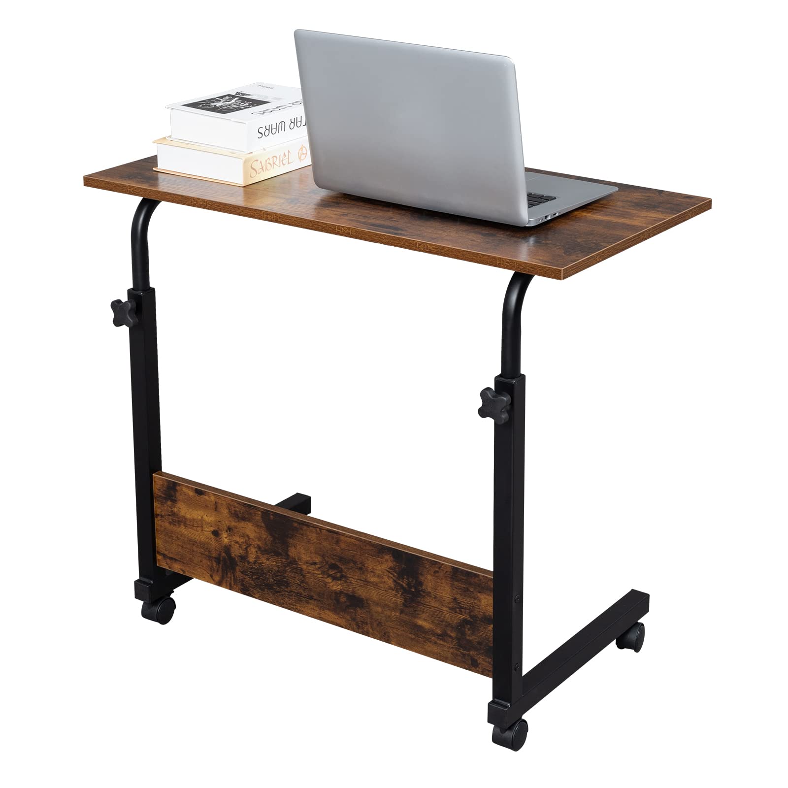 Adjustable Height Rolling Side Table with Wheels - 31.5