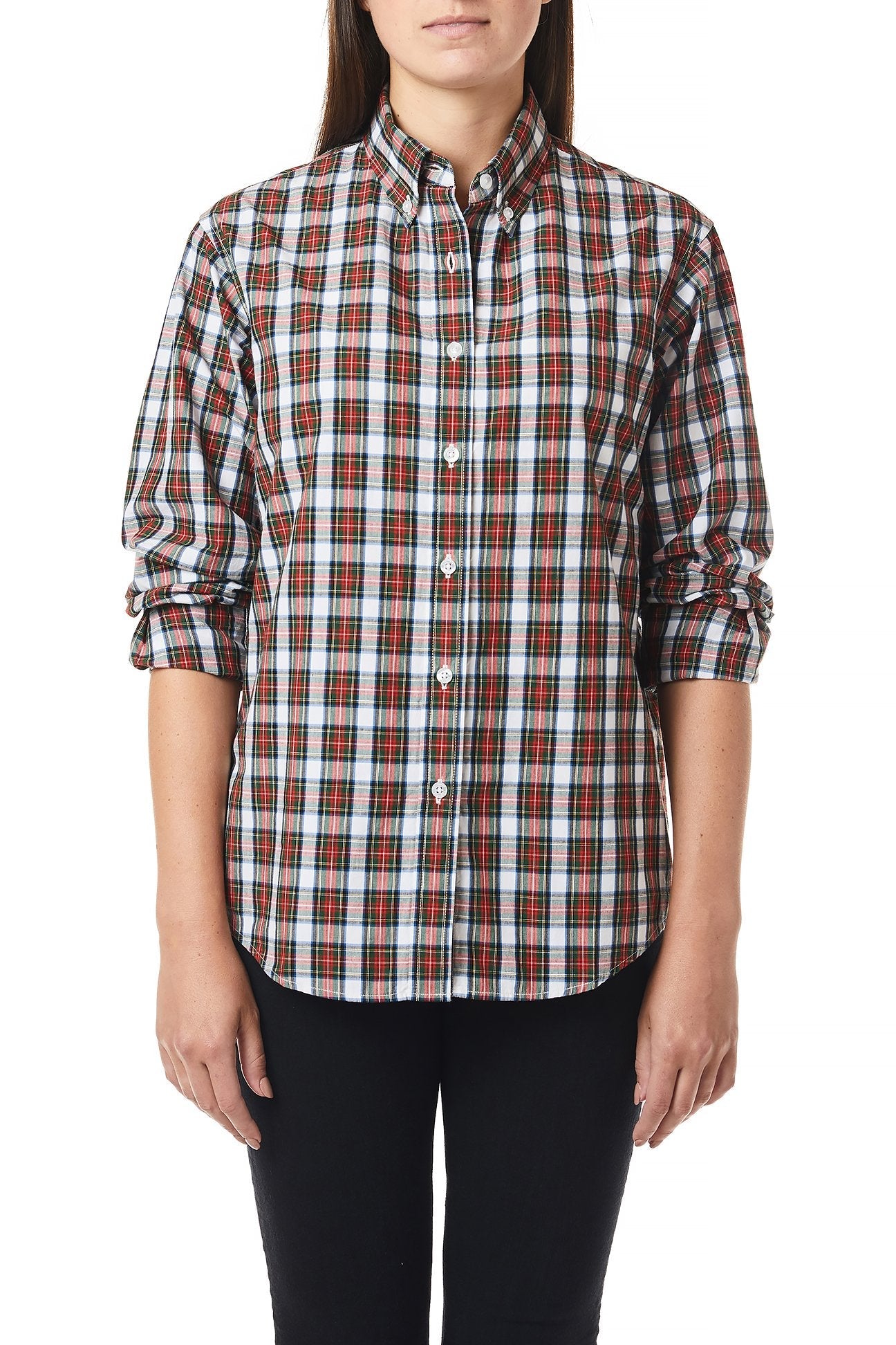 Women's Button Down Shirt Dress in Stewart Tartan Plaid - Stylish & Comfortable for Work, Office, and Casual Outings