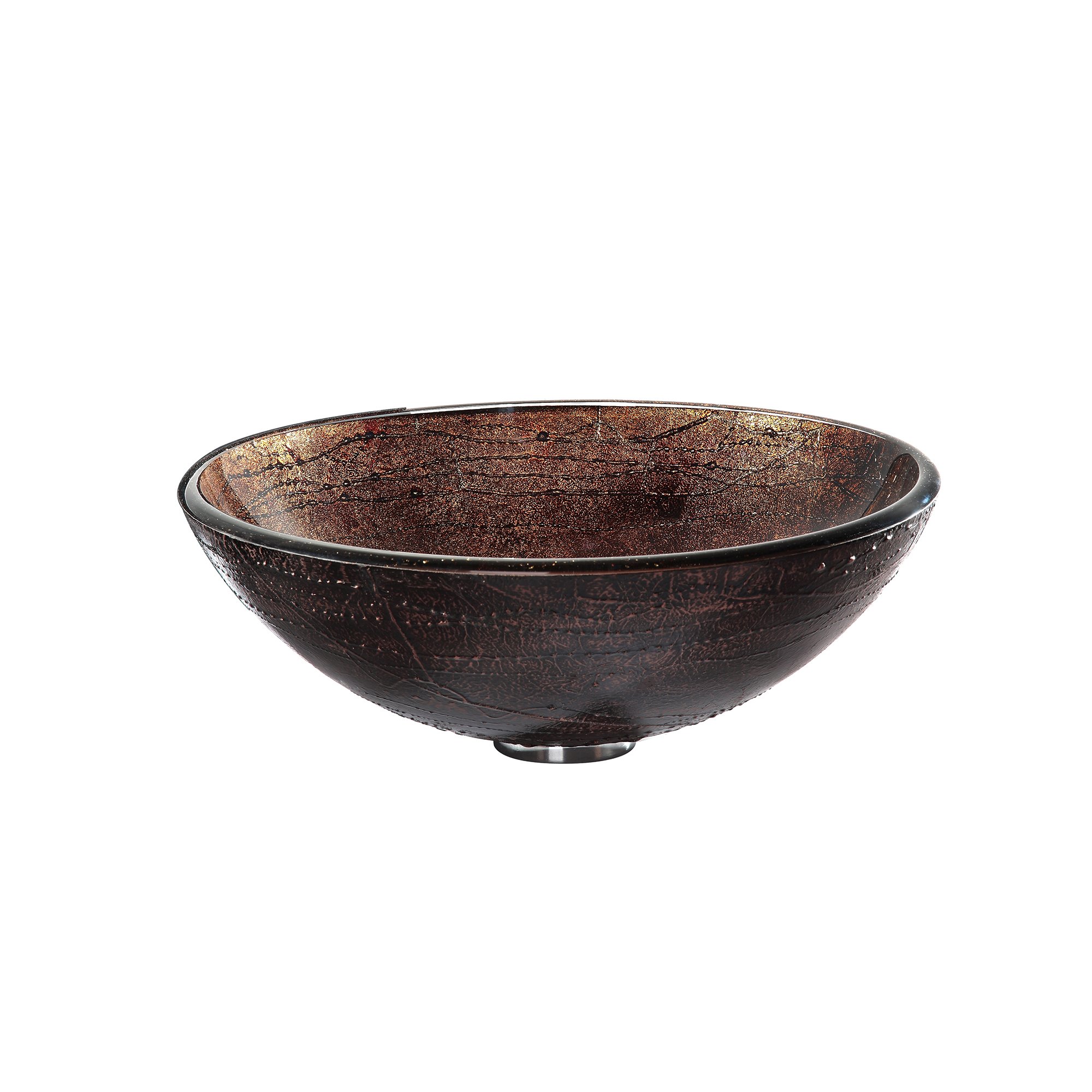 Copper Illusion Glass Vessel Bathroom Sink with PU-MR Chrome Finish - Modern Vanity Sink for Bathroom, Powder Room, and Master Suite Decor