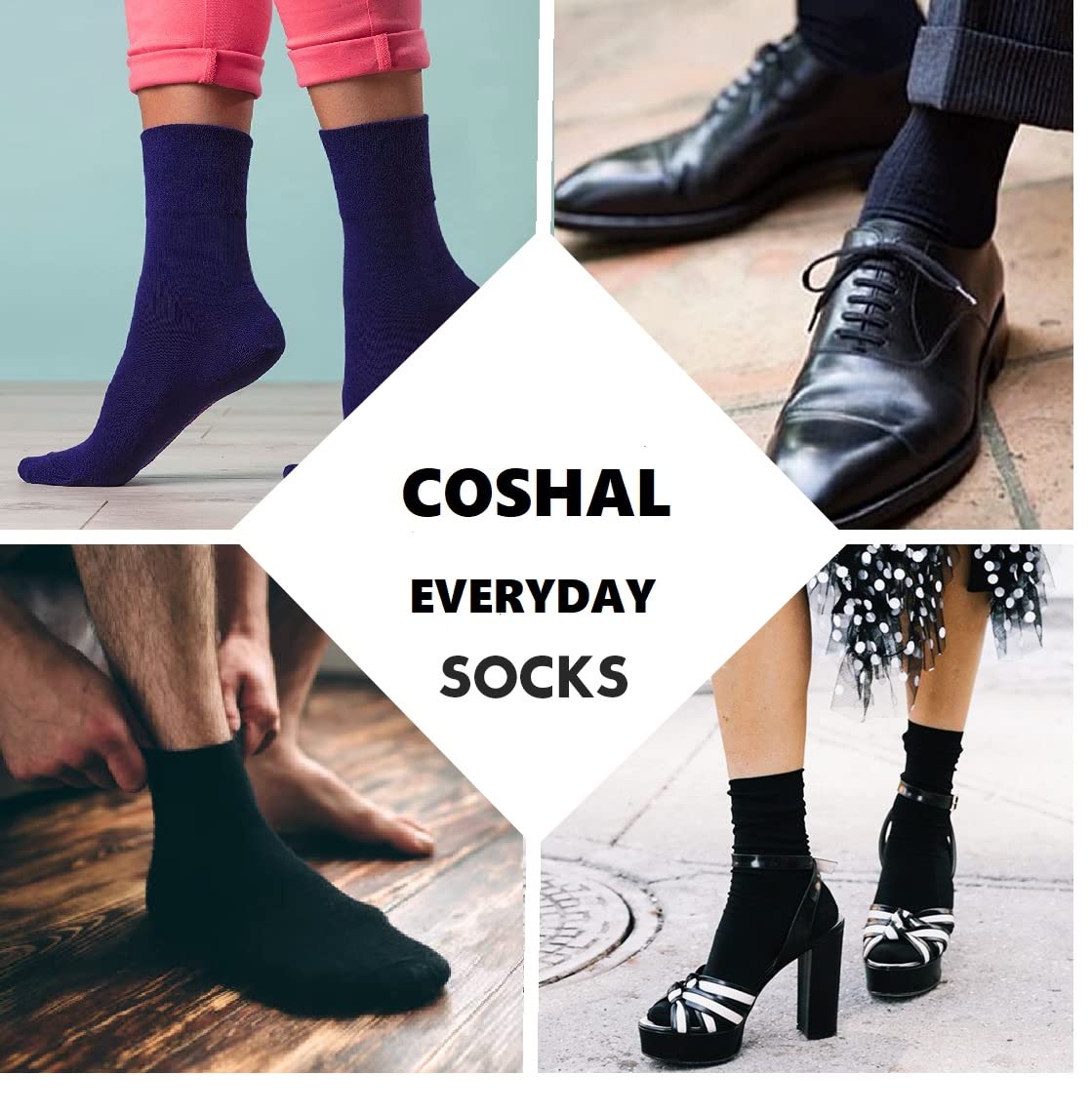 COSHAL® 3 Pairs Women's Diabetic Socks - Wide Honeycomb Top, Soft Cuff Ankle, Medium-Elastic Grip, Non-Binding Circulatory Socks for Sensitive Feet (Size 4-7) - Perfect for Daily Wear, Travel & Diabetic Foot Care