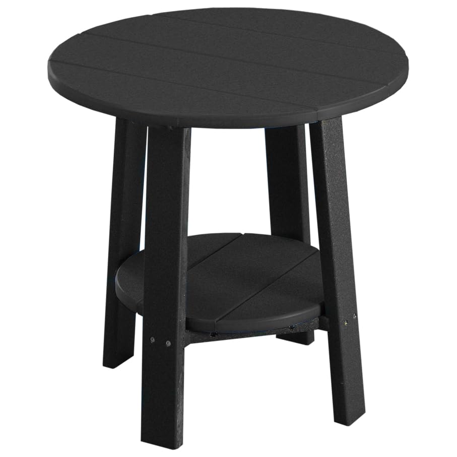 Premium Black Poly Lumber Deluxe End Table - Outdoor & Indoor Patio Furniture - Perfect for Poolside, Garden, Deck & Living Room Decor