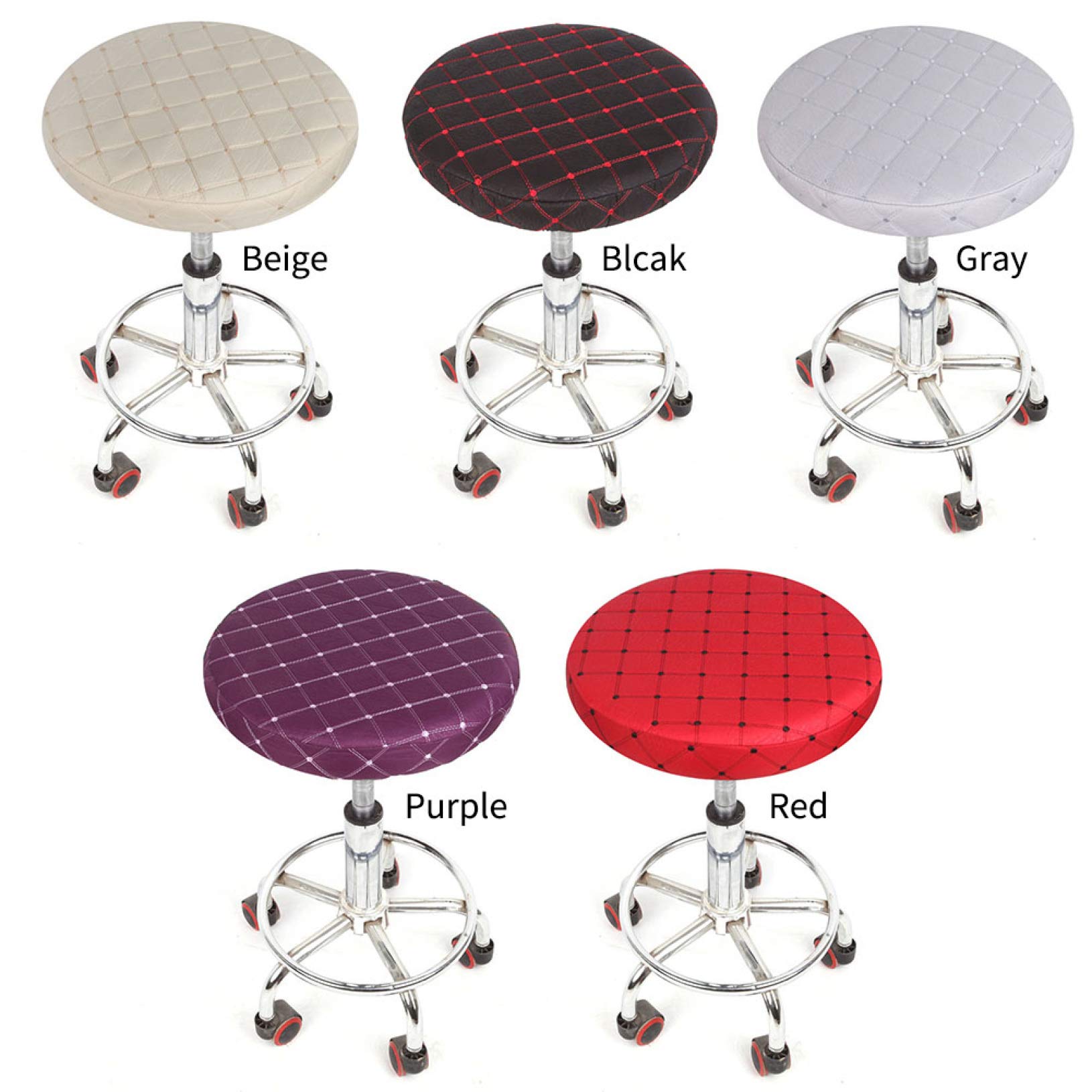 KKONION Stretch Removable Round Chair Cover - Spandex Elastic Bar Stool Slipcover - Universal Dustproof Seat Cushion Cover for Dining, Kitchen, Office & Patio Furniture Protection