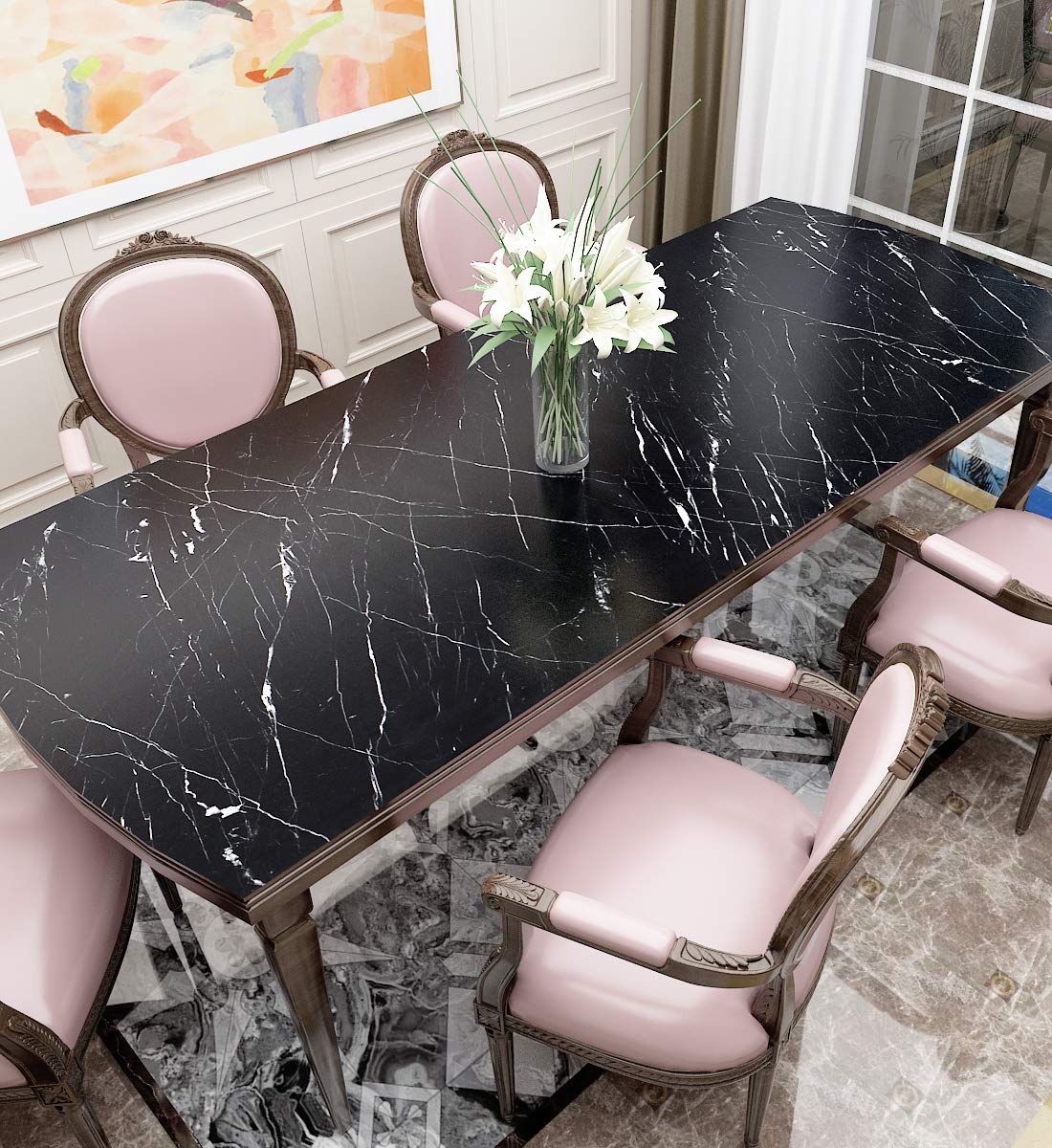 FunStick Thick Matte Black Marble Peel & Stick Wallpaper - 12