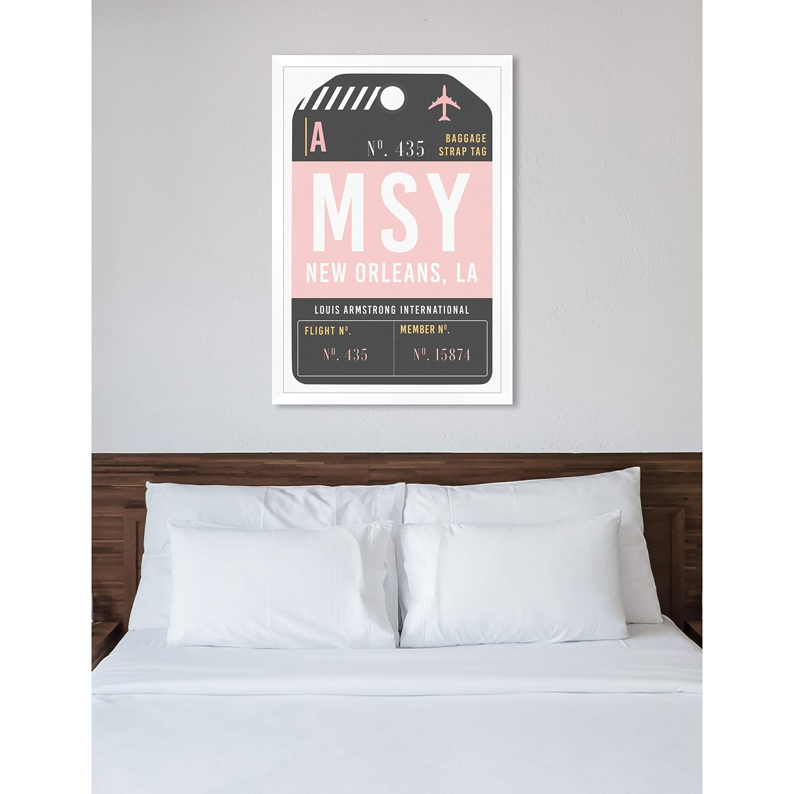 Oliver Gal 'New Orleans Luggage Tag' Framed Wall Art Print - 40x60 Inches, Vintage Travel Inspired Decor for Living Room, Bedroom or Office