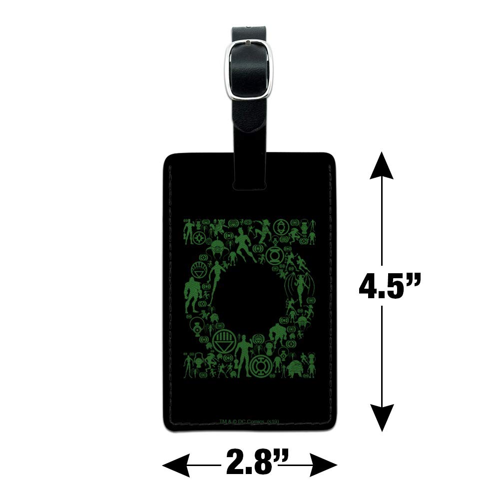 Green Lantern Logo Leather Luggage Tag - Rectangle ID Card Holder for Travel Bags & Suitcases - DC Comics Superhero Gift for Fans
