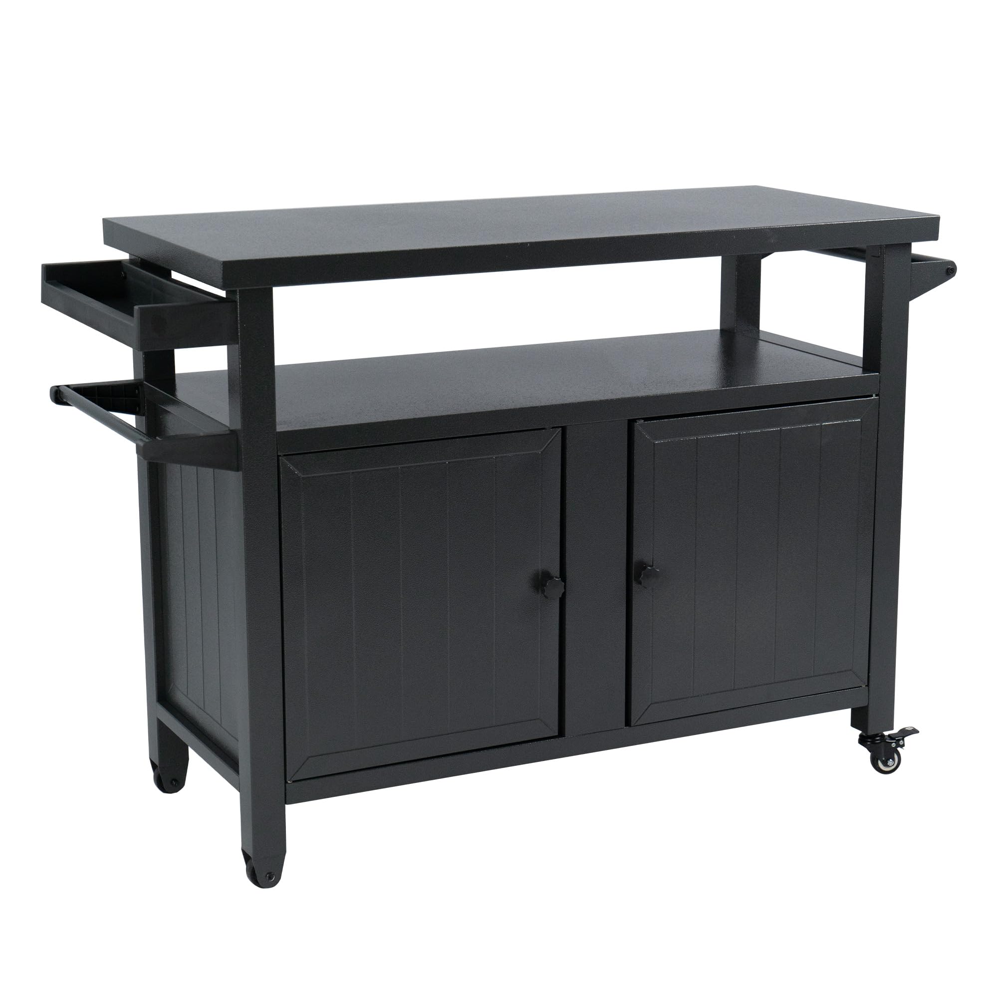 Kozyard BBQ Grill Storage Cart with Wheels - Heavy Duty Metal Outdoor Grill Table & Prep Station for Patio, Backyard, Home Kitchen, Party & Bar - Grey (KZGC24) | Perfect for Outdoor Cooking, Dining & Entertaining