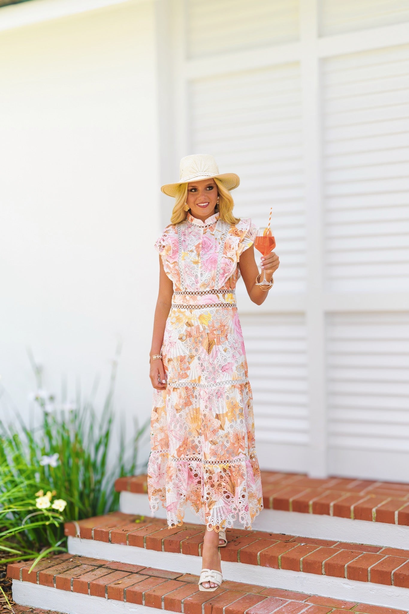 Anna Sleeveless Ruffle Summer Dress - Flowy Orange Party Dress for Women, Beach Vacation & Outdoor Events