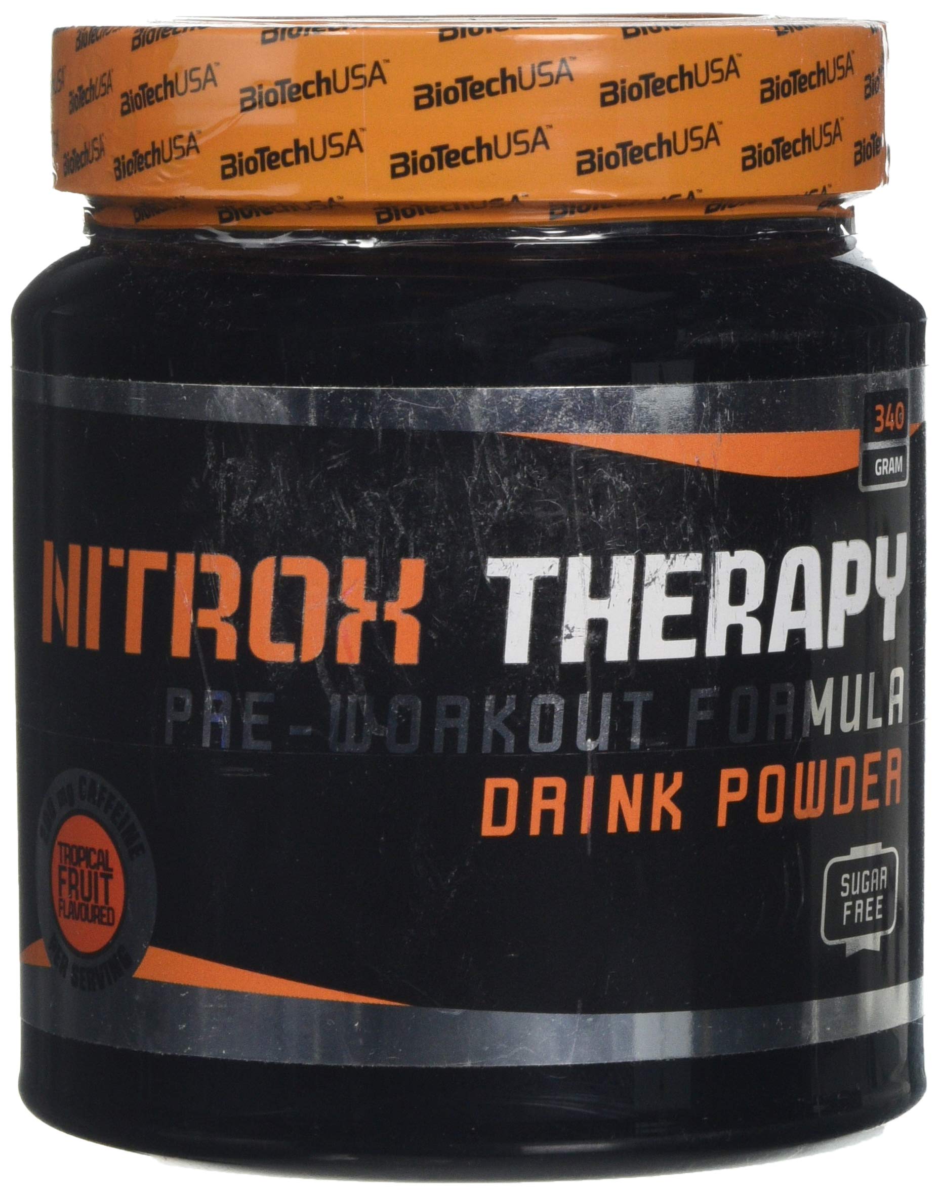 BioTechUSA Nitrox Therapy Pre-Workout Supplement - Tropical Fruit Flavor, 340g for Energy & Endurance | Gym, Fitness & Bodybuilding Performance Boost