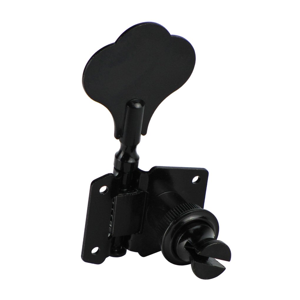 FLEOR 5-Piece 4R1L Vintage Open Machine Heads Set for 5-String Electric Bass Guitar - Black - Perfect for Guitar Upgrades & Professional Bass Players