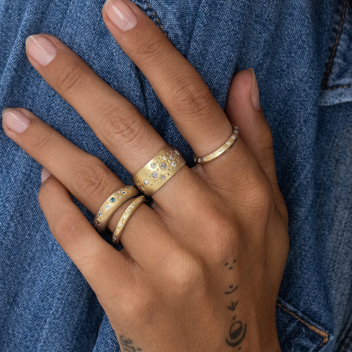 Rose Cut Celestial Band Ring - Vintage Inspired Celestial Jewelry for Women - Perfect for Weddings, Anniversaries & Romantic Gifts