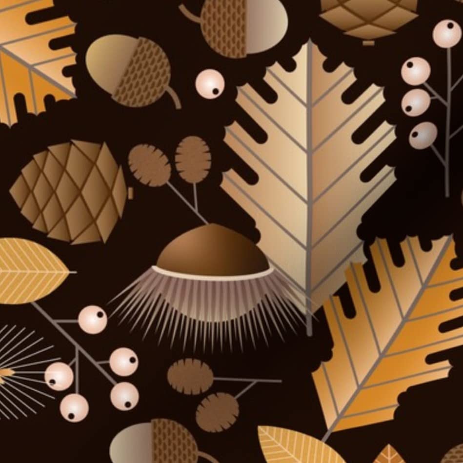Geometric Autumn Botanical Printed Minky Fabric Fat Quarter - Soft Plush Fabric for Sewing Baby Blankets, Quilt Backing & DIY Crafts - Perfect for Nursery Decor, Home Decor & Gift Making