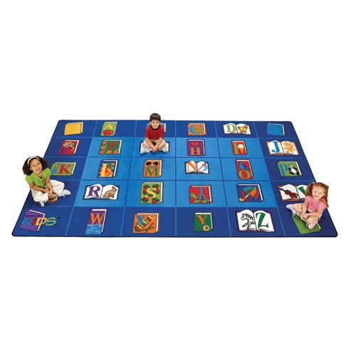 Kids Educational Carpet - 5ft 10in x 8ft 4in Rectangle Reading Rug with Alphabet & Numbers | Durable Classroom & Playroom Floor Mat for Learning & Story Time