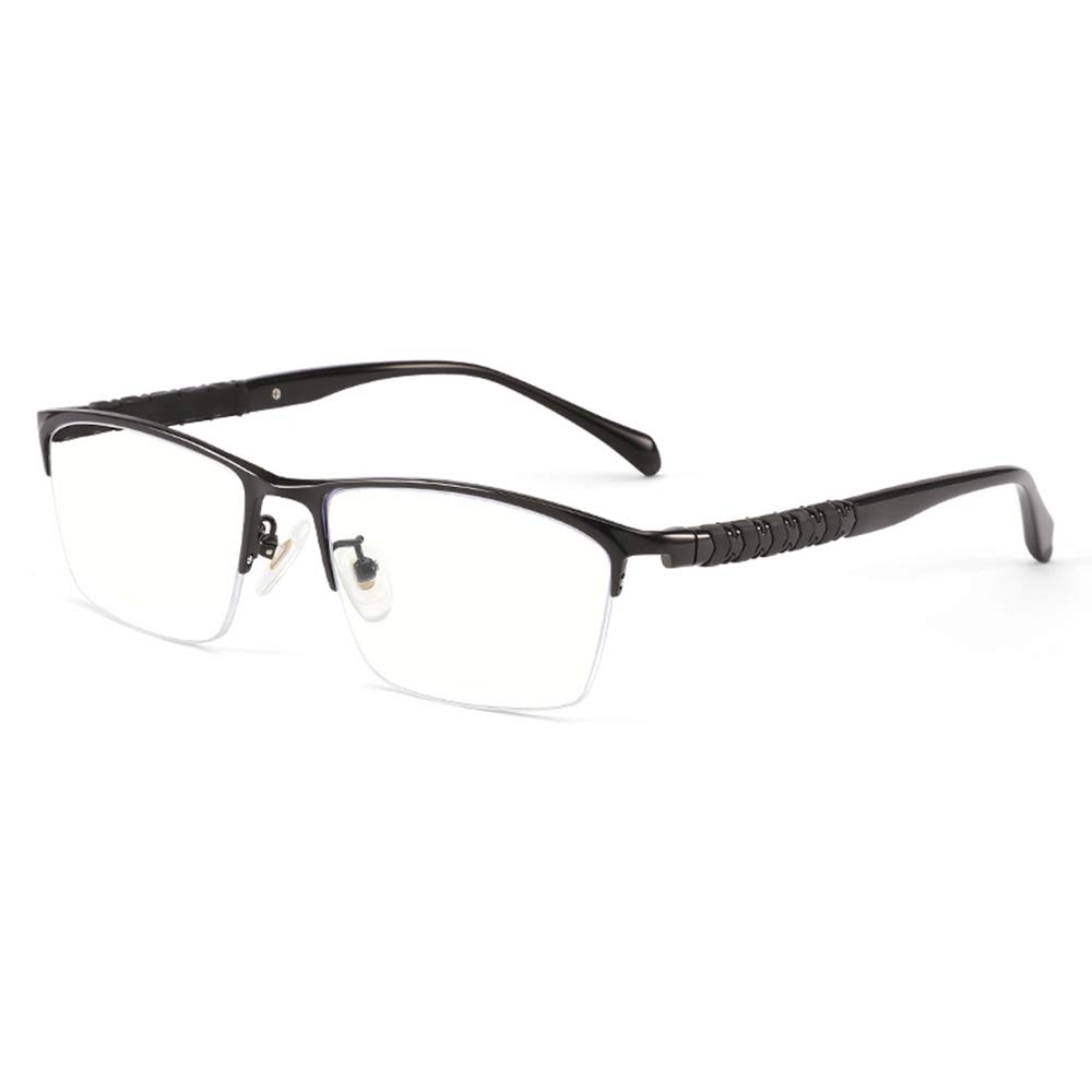 Anti-Blue Light Reading Glasses for Men & Women - Flexible Pure Titanium Half-Frame Computer Glasses with +2.50 Magnification - Reduce Eye Strain for Office Work, Screen Time & Reading (Black)