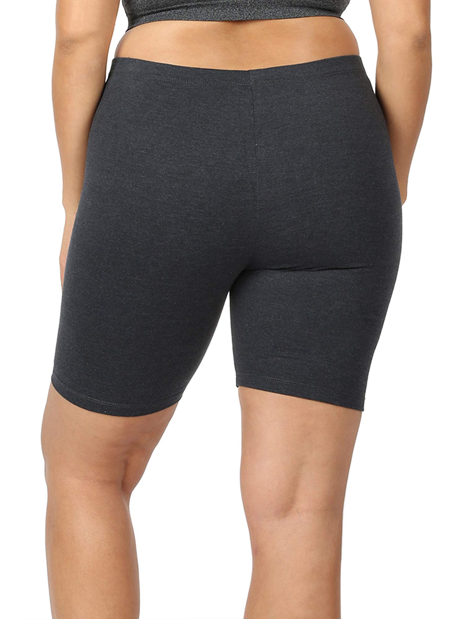Women's Cotton Stretch Knee-Length Biker Shorts - Plus Size Activewear for Yoga, Running & Gym Workouts (Navy, Medium)