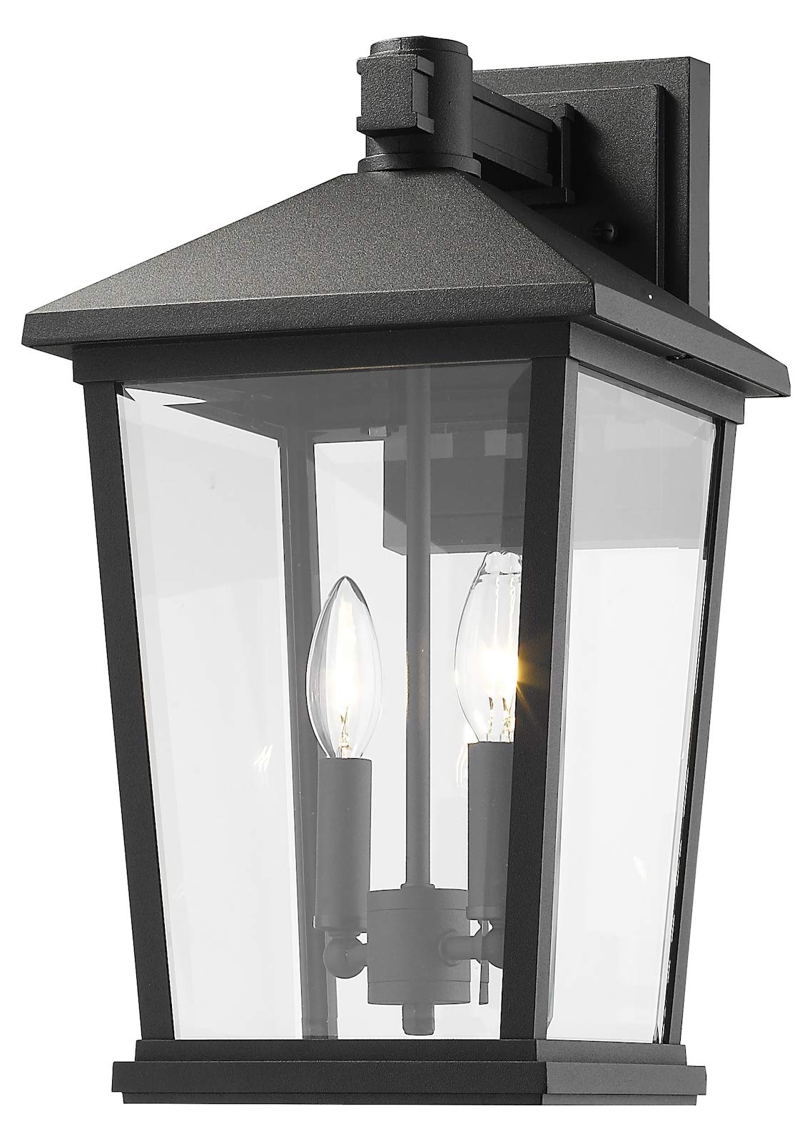 2-Light Outdoor Wall Sconce - Waterproof Exterior Lighting Fixture for Porch, Patio & Garden - Black Matte Finish - Weather Resistant - Perfect for Home & Commercial Use