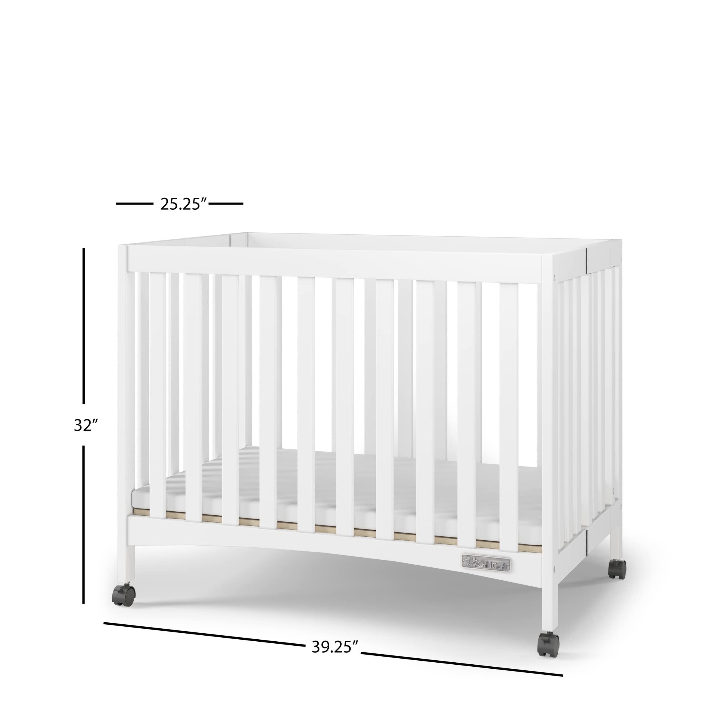 Child Craft London Mini Compact Folding Portable Crib with 2