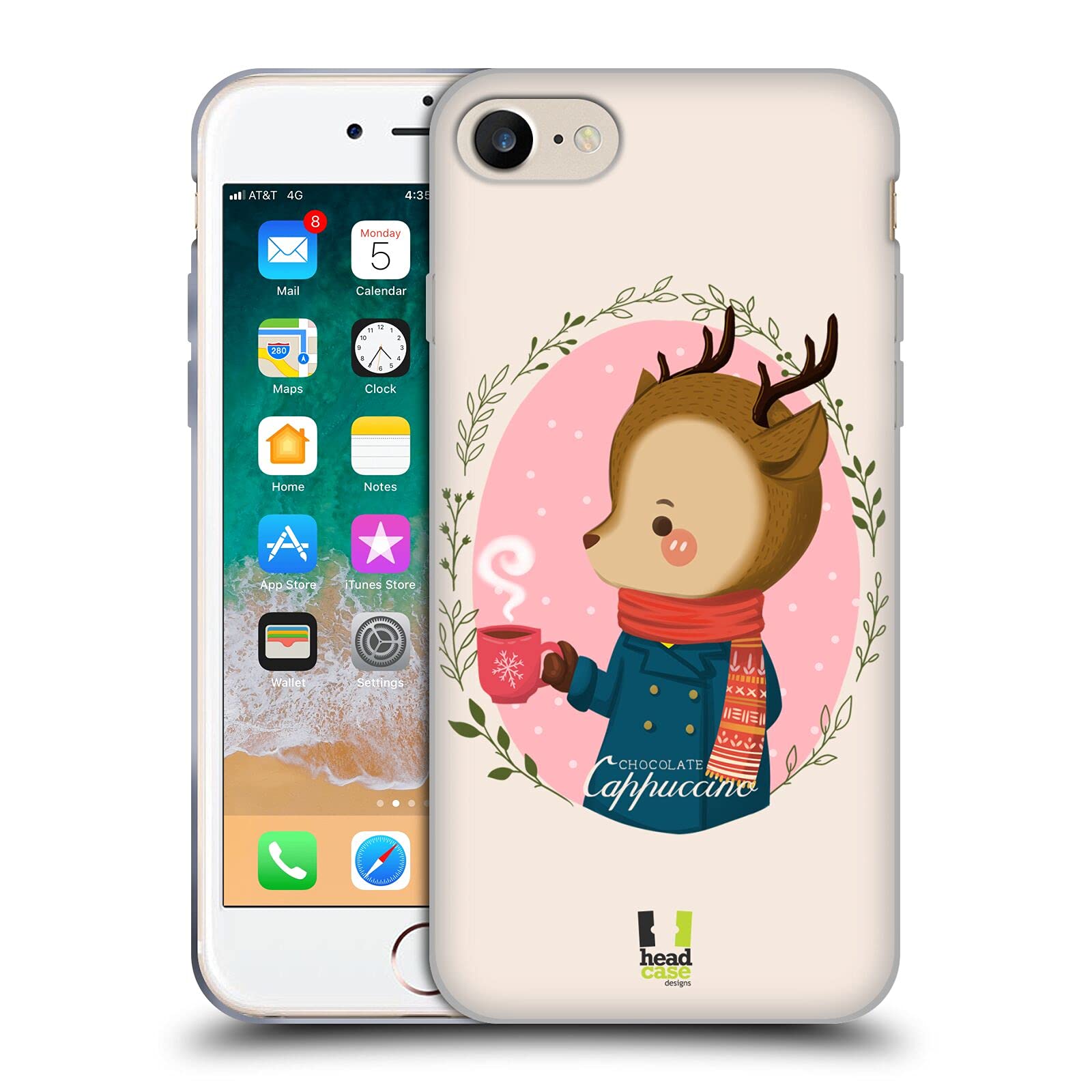 Deer Warmth of Winter Soft Gel Phone Case Compatible with Apple iPhone 7/8/SE (2020 & 2022) - Cute Animal Design Protective Cover for Everyday Use, Work & Travel