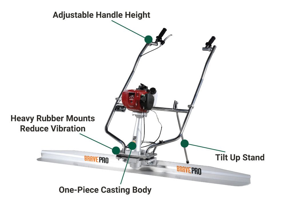 Honda GX35 Powered Brave Finishing Screed - Professional Concrete Leveling Tool for Smooth Floors & Driveways - Perfect for Construction, DIY Projects & Home Renovations