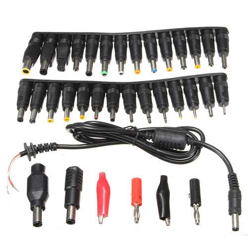 34pcs Universal Laptop DC Power Plug Set - Compatible with Most Notebooks & Laptops - Replacement Tips Without AC Adapter - Perfect for Home, Office & Travel Charging Needs