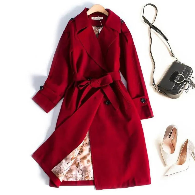 Stylish St. Tropez Trench Coat for Women - Classic Waterproof Long Coat with Belt - Perfect for Fall, Winter & Office Wear
