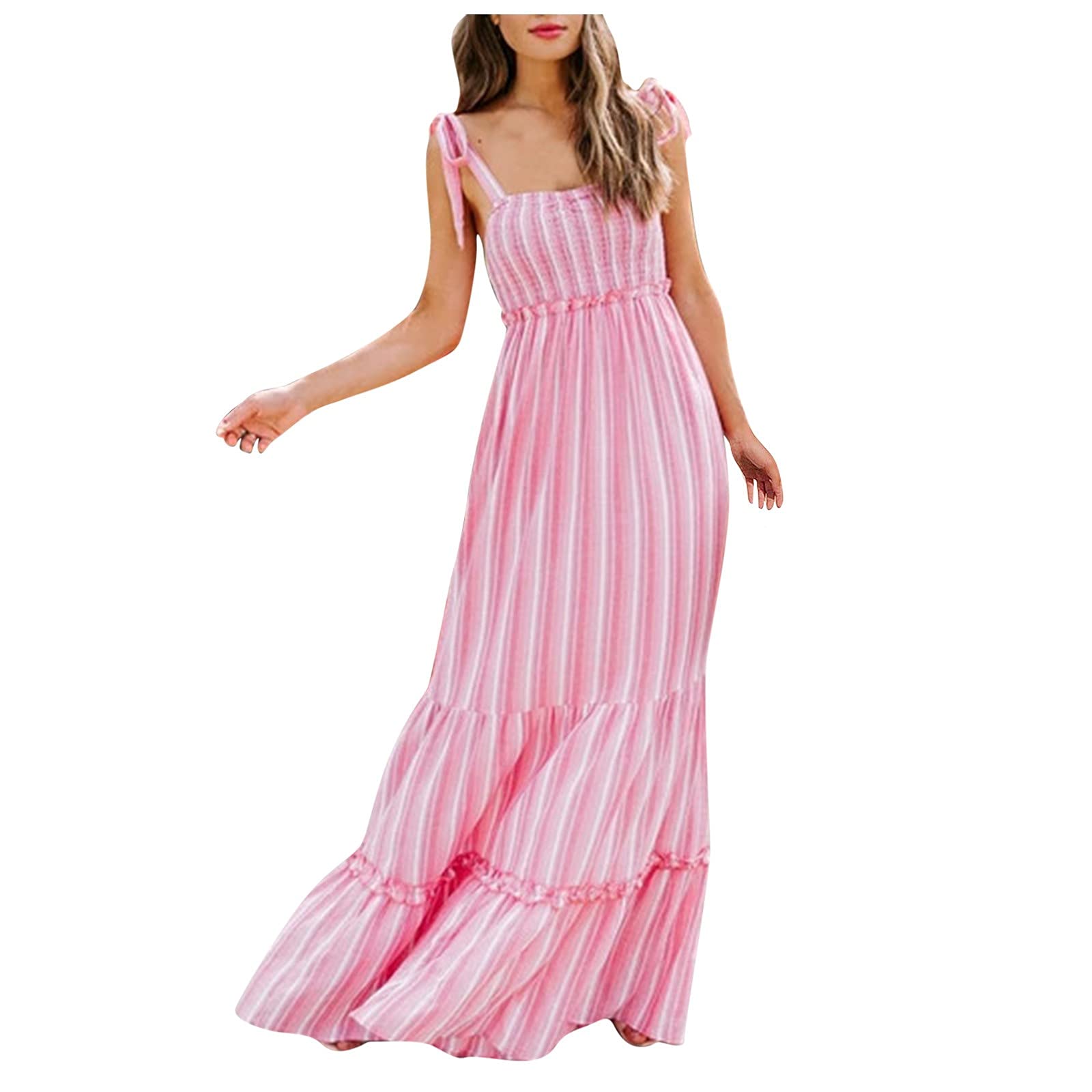 Women's Summer Sleeveless Spaghetti Strap Asymmetrical Maternity Dress - Flowy Surplice Maxi Dress for Beach, Vacation & Special Occasions
