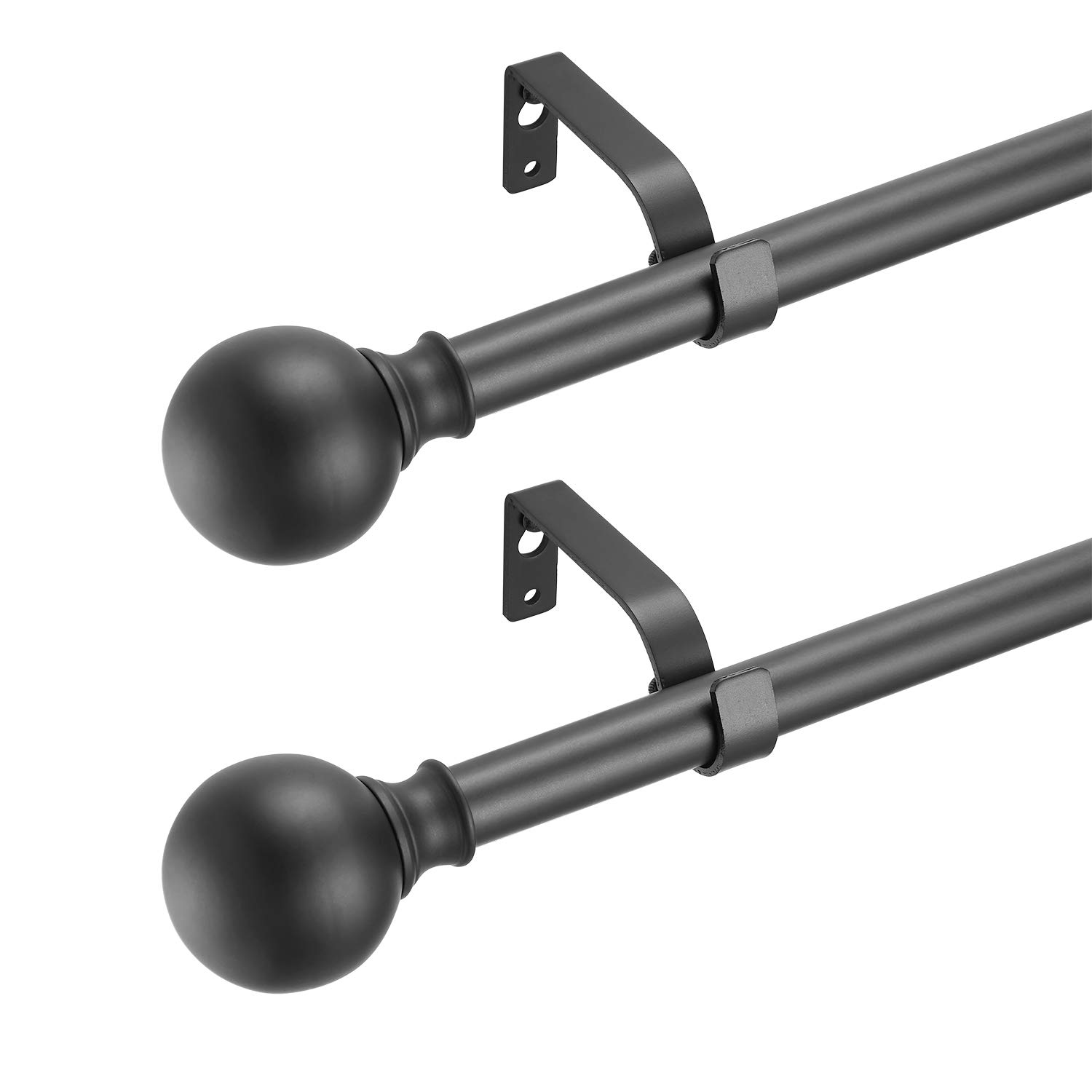 Industrial Iron Curtain Rods 72-144 Inch Matte Black 2 Pack with Ball Finials - Heavy Duty Room Divider for Outdoor Farmhouse Style Living Room, Bedroom & Patio Decor