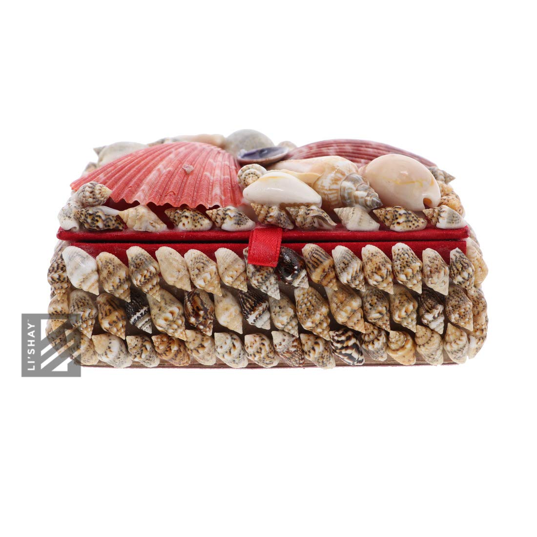 Li'Shay 2 Pack Natural Seashell Jewelry Box - 4 Inch Rectangle Treasure Chest for Rings, Necklaces & Keepsakes - Perfect for Beach Themed Decor & Gift Giving