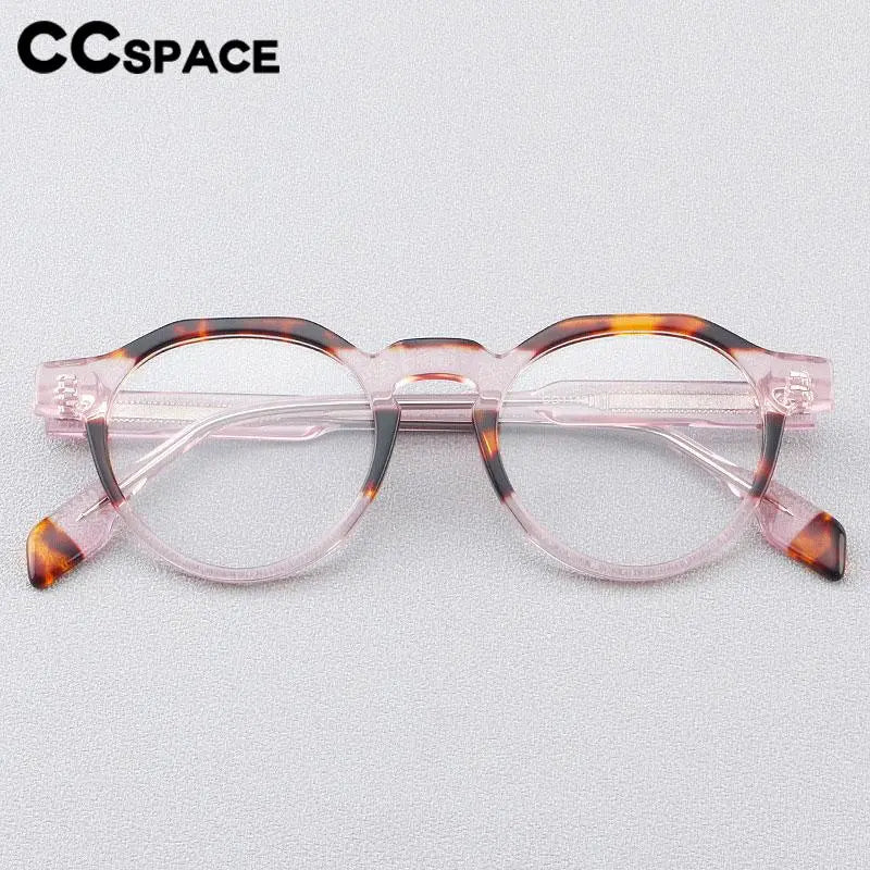 CCspace Women's Full Rim Flat Top Round Acetate Eyeglasses 56910 - Stylish Retro Frames for Reading, Work & Everyday Fashion