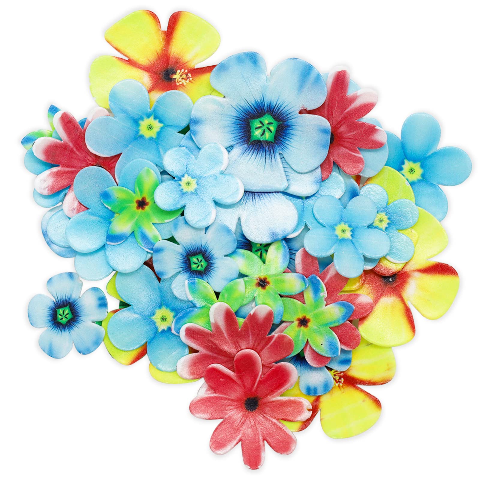 35pcs Edible Flower Cake Toppers - Colorful Wafer Paper Flower Decorations for Wedding, Birthday & Baby Shower Cakes - Perfect for Cupcakes, Desserts & Party Food Decorations