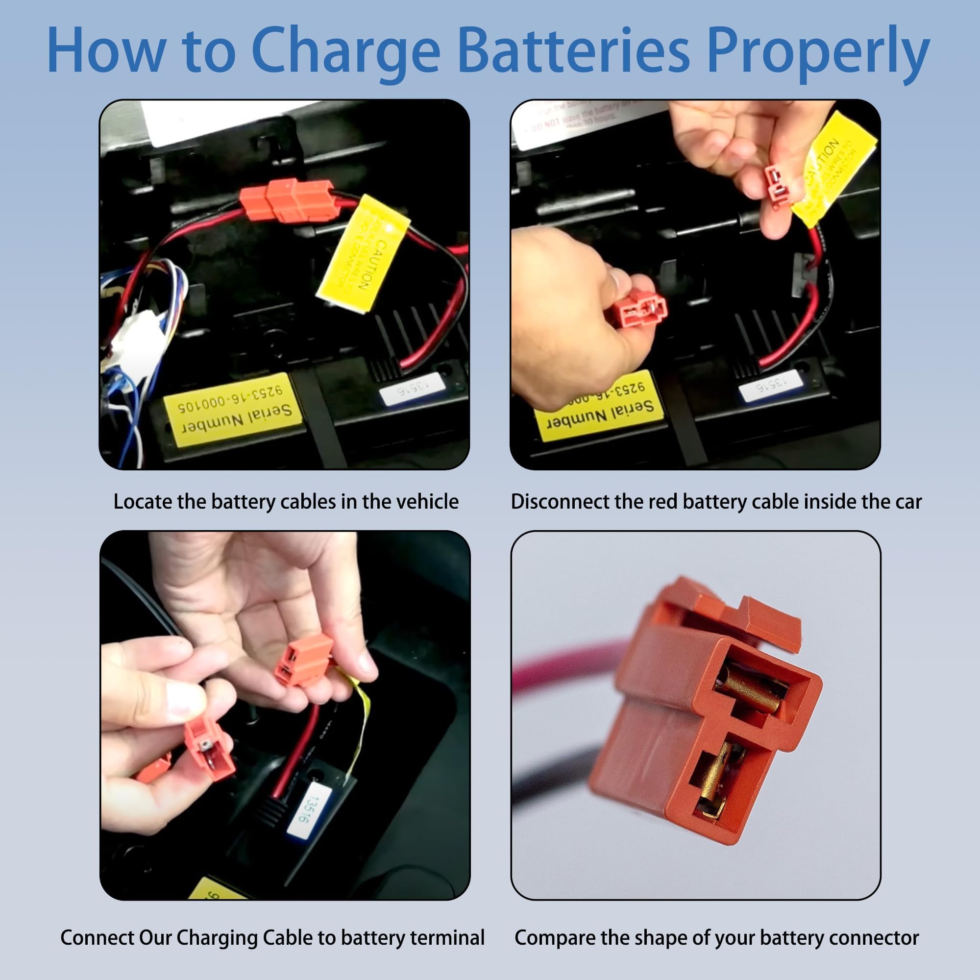 12V Ride On Toy Battery Charger with Square Plug - 12 Volt Power Adapter for Kids Electric Cars, Ride On Toys & Wire Harness Connector - Perfect for Charging Children's Ride-On Vehicles, Power Wheels & Outdoor Toys