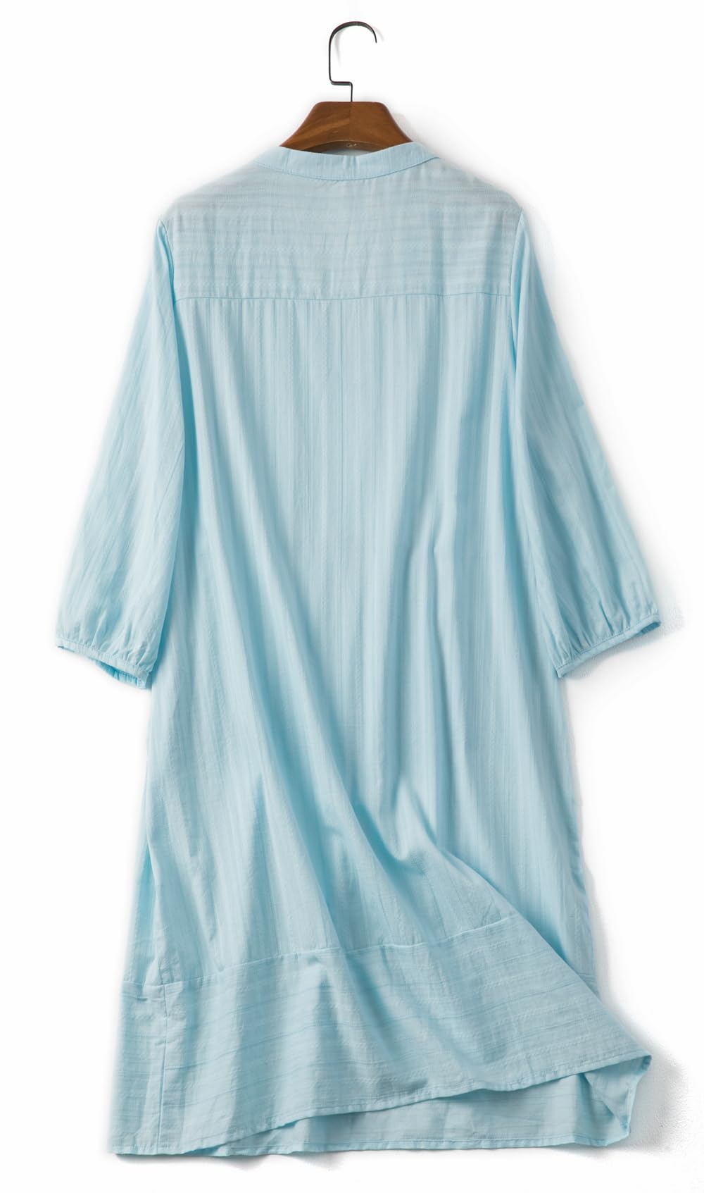 Lafural Women's V-Neck Cotton Casual Loose Shift Tunic Dress - Summer Vacation Smock with 3/4 Sleeves & Pocket | Perfect for Beach Outings, Weekend Brunch & Casual Office Wear