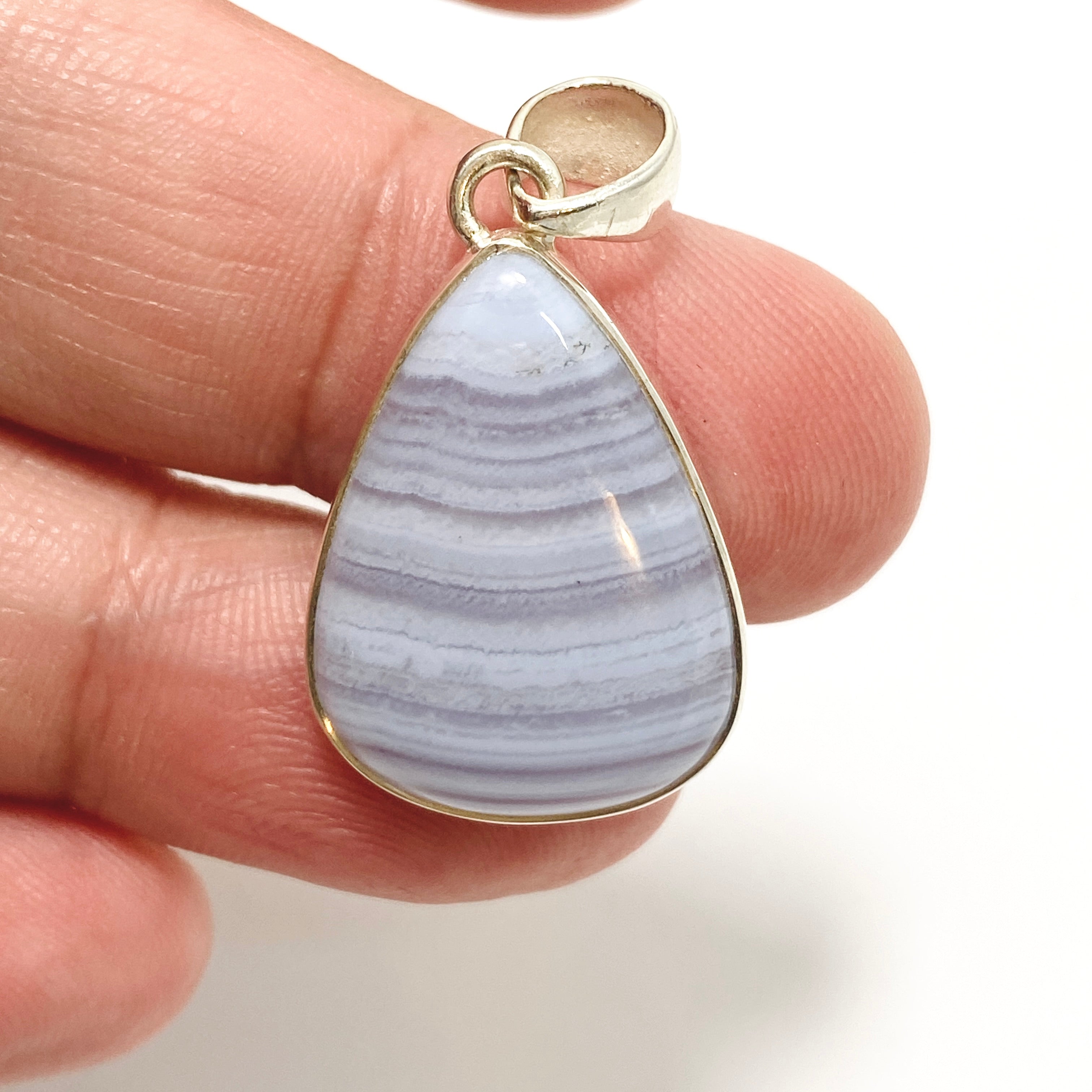 Blue Lace Agate Teardrop Cabochon Pendant - Natural Stone Jewelry for Women - Perfect for Necklace Making, DIY Crafts & Gift Giving
