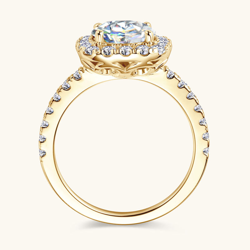 Premium 2CT Moissanite Halo Engagement Ring - Glowing Love Collection | JESCOJES x CYYT | Perfect for Proposals, Anniversaries & Wedding Bands