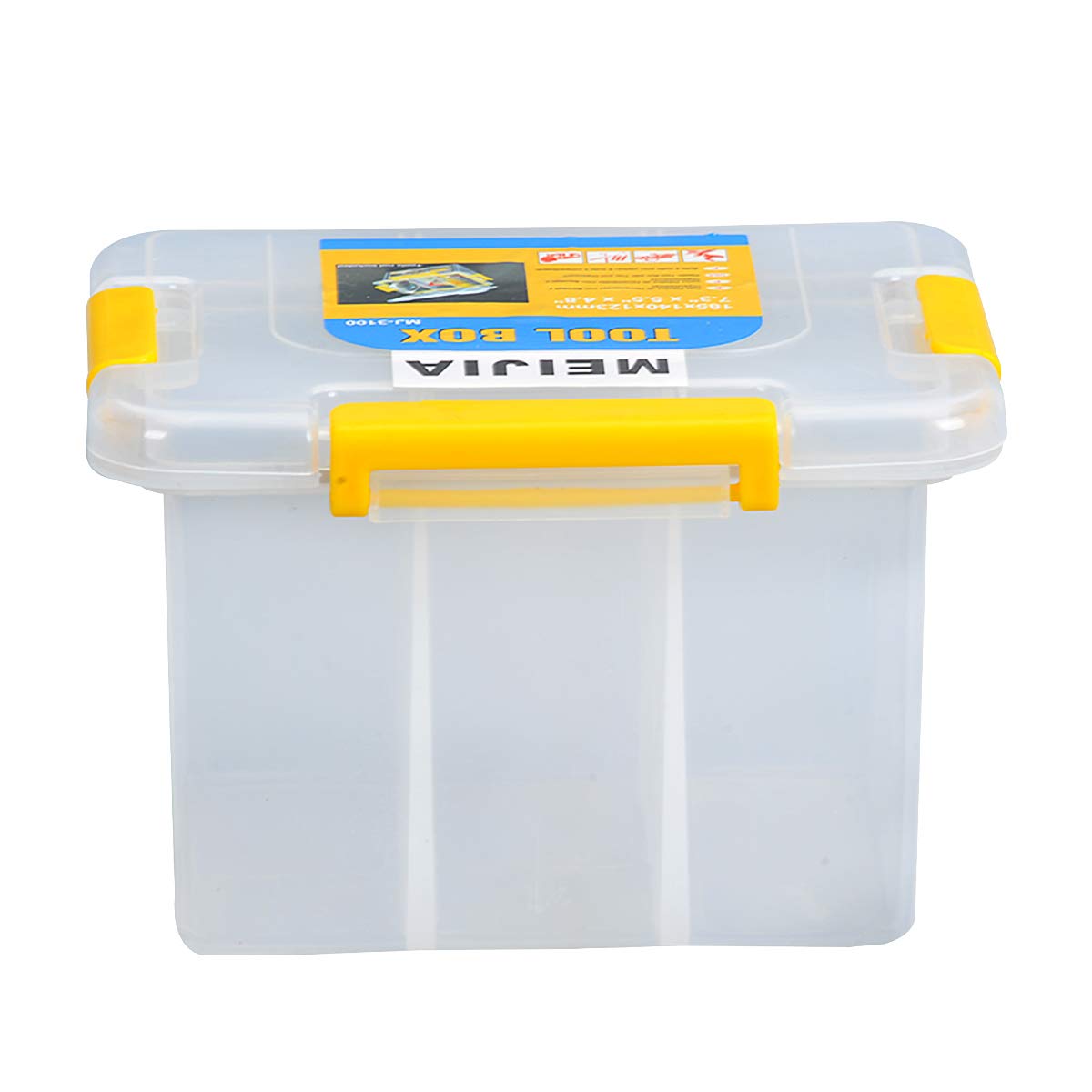 MEIJIA Plastic Tool Organizer Box with Removable Dividers - 7.5 Inch Storage Container for Workshop, Garage & Craft Supplies | Durable Toolbox for Screws, Nails & Small Parts Organization