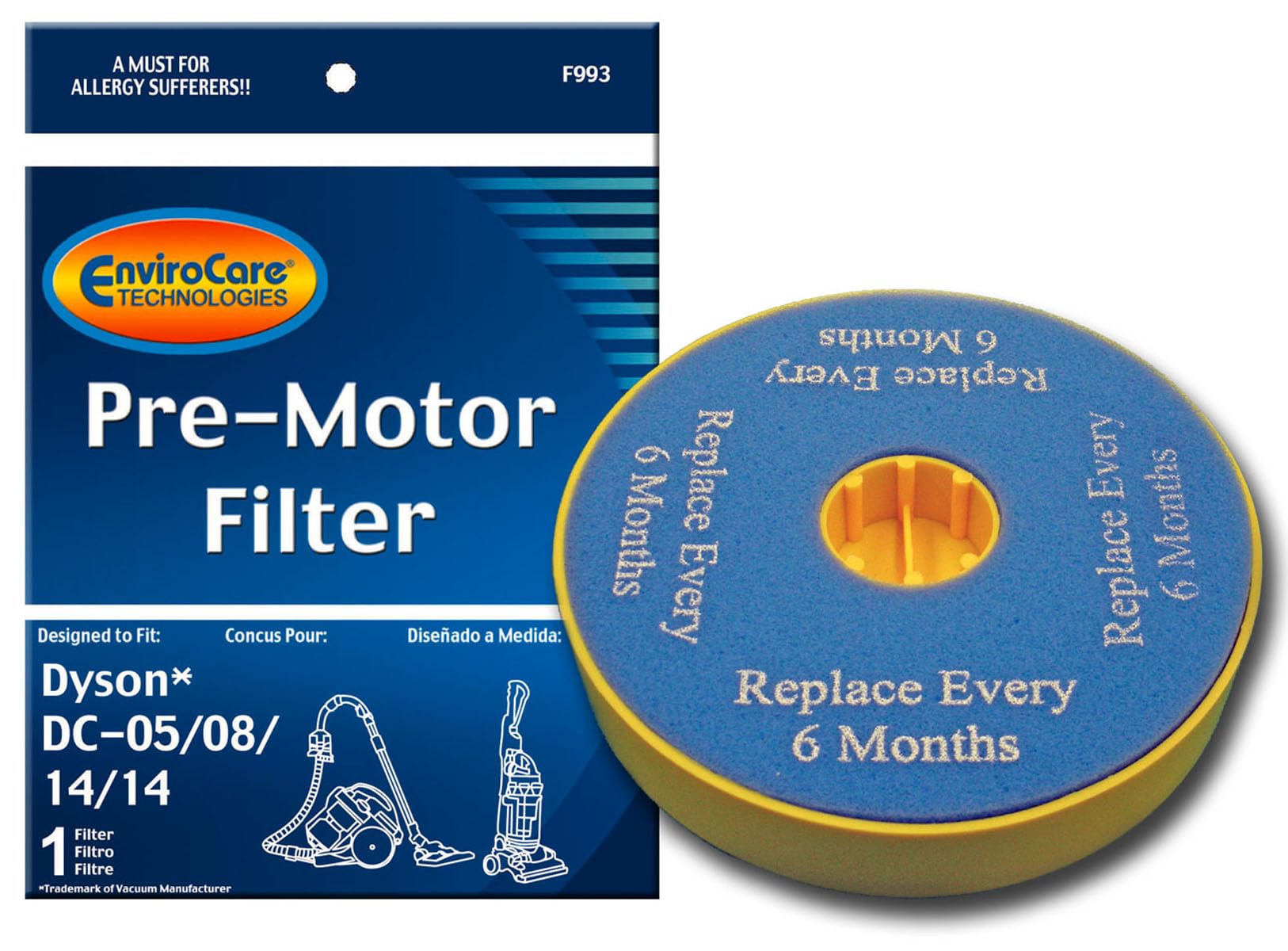 EnviroCare Replacement Pre-Motor Vacuum Cleaner Filter Compatible with Dyson DC05/08/14/15 Upright Vacuums - High Efficiency Dust Protection for Home Cleaning