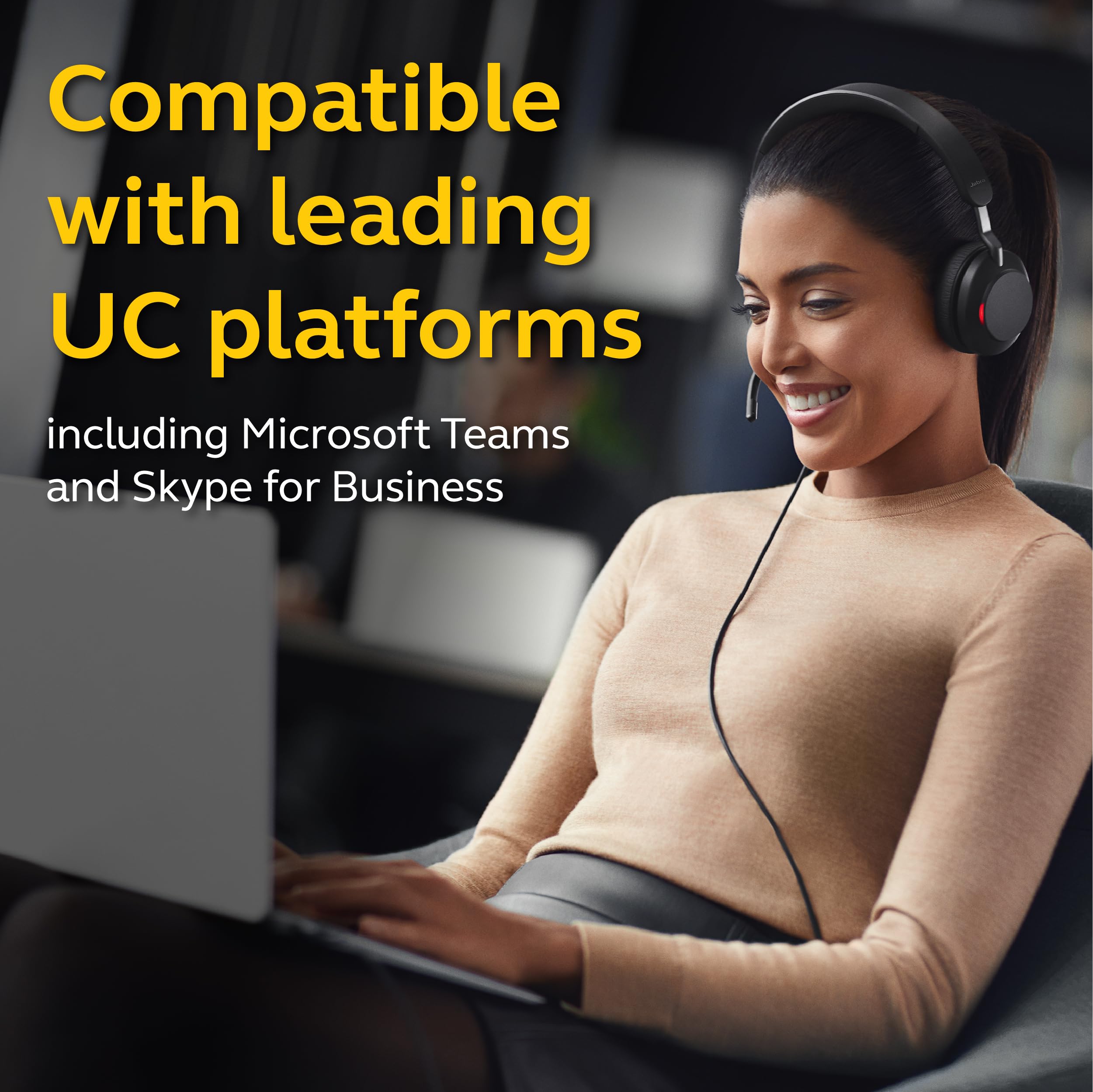 Jabra Evolve2 40 UC Wired Headphones with USB-A - Stereo Office Headset for Telework, Calls & Music | All-Day Comfort & Passive Noise Cancelling | UC-Optimized for Microsoft Teams, Zoom | Perfect for Remote Work & Online Meetings