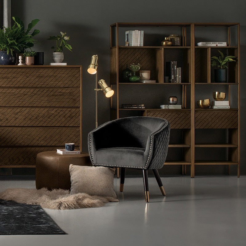 DENIZ Lounge Chair - Grey Modern Accent Chair for Living Room, Bedroom, or Office - Comfortable Upholstered Armchair with Soft Cushions