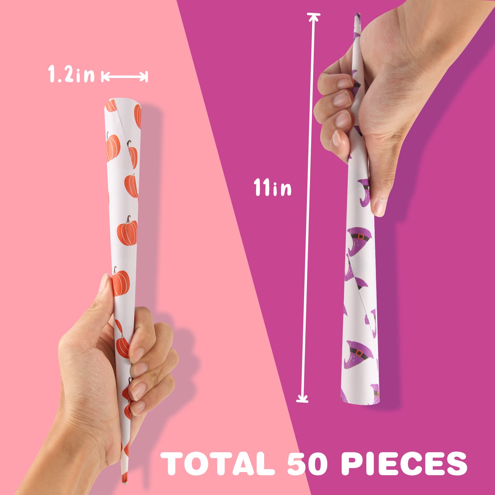50 Pack Premium Cotton Candy Cones - Multicolor Paper Cones for Cotton Candy Machines & Candy Floss Sugar - Halloween Party Supplies & Trick-or-Treating - Perfect for Birthday Parties, Carnivals, and Festive Events