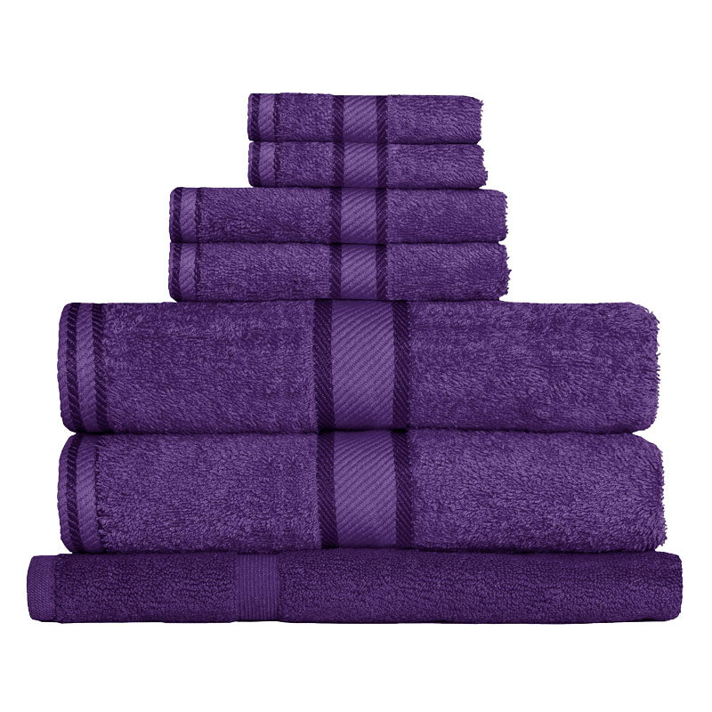 Premium 100% Cotton Bath Towel Set - 7-Piece Ultra Soft & Absorbent Purple Towels for Bathroom, Spa, Gym & Beach Use